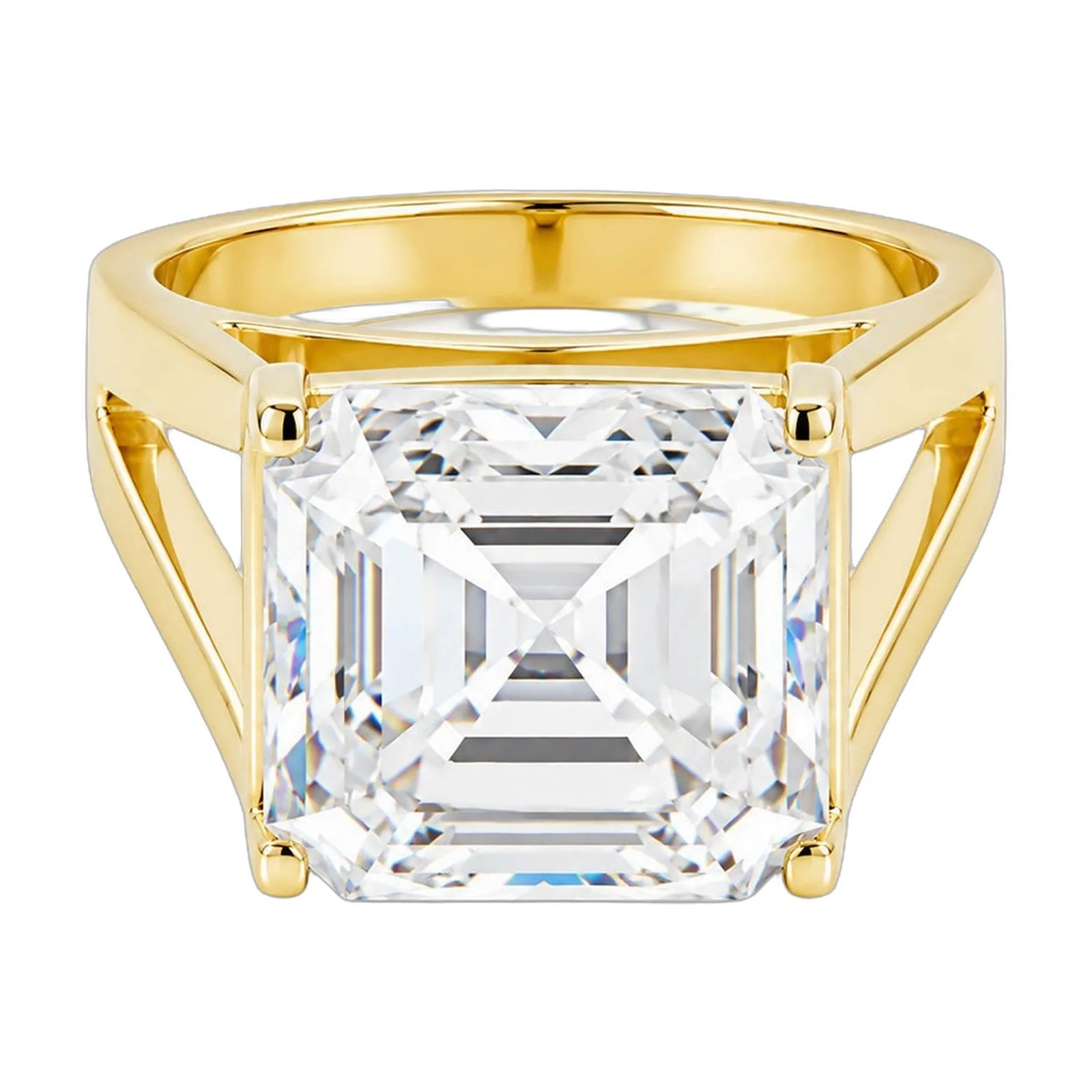 6.3ct DEW Green Moissanite Asscher Solitaire Ring