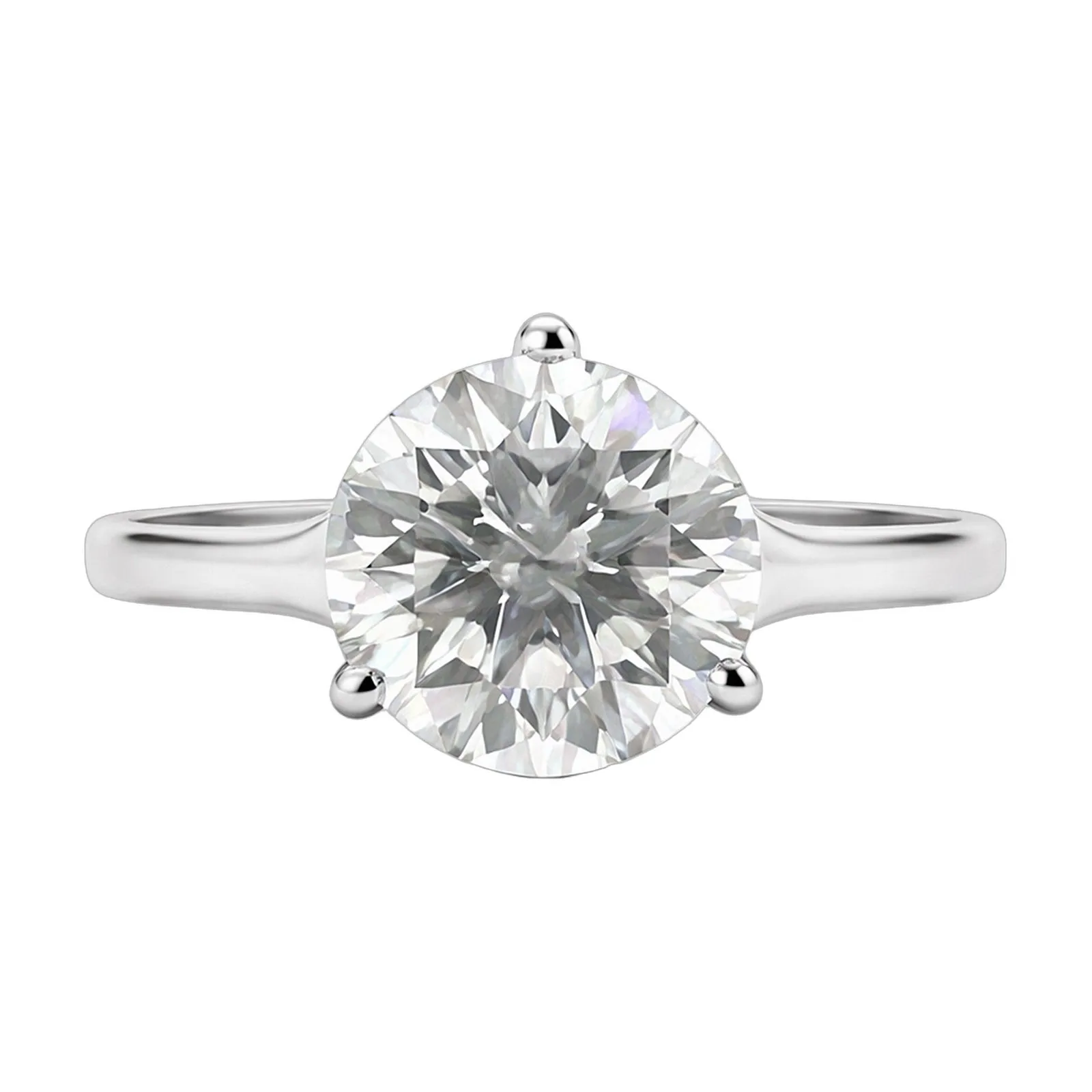 7.65ct DEW White Moissanite Round Solitaire Ring