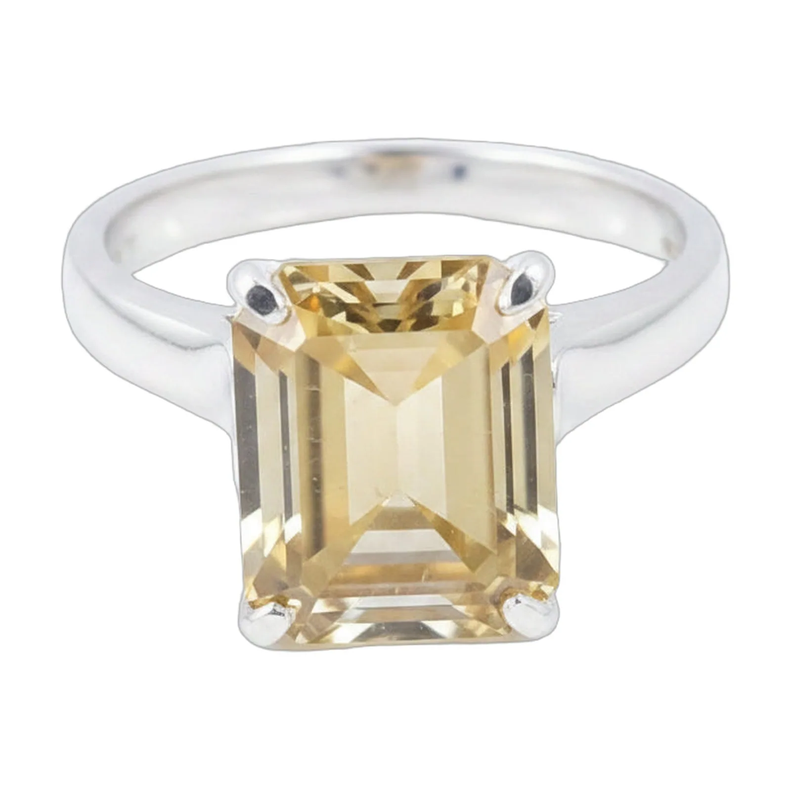 4.7ct DEW Champagne Moissanite Emerald Solitaire Ring