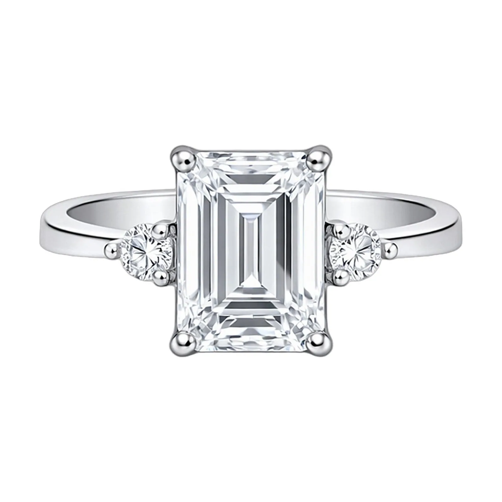 5.7ct DEW White Moissanite Emerald Solitaire Ring