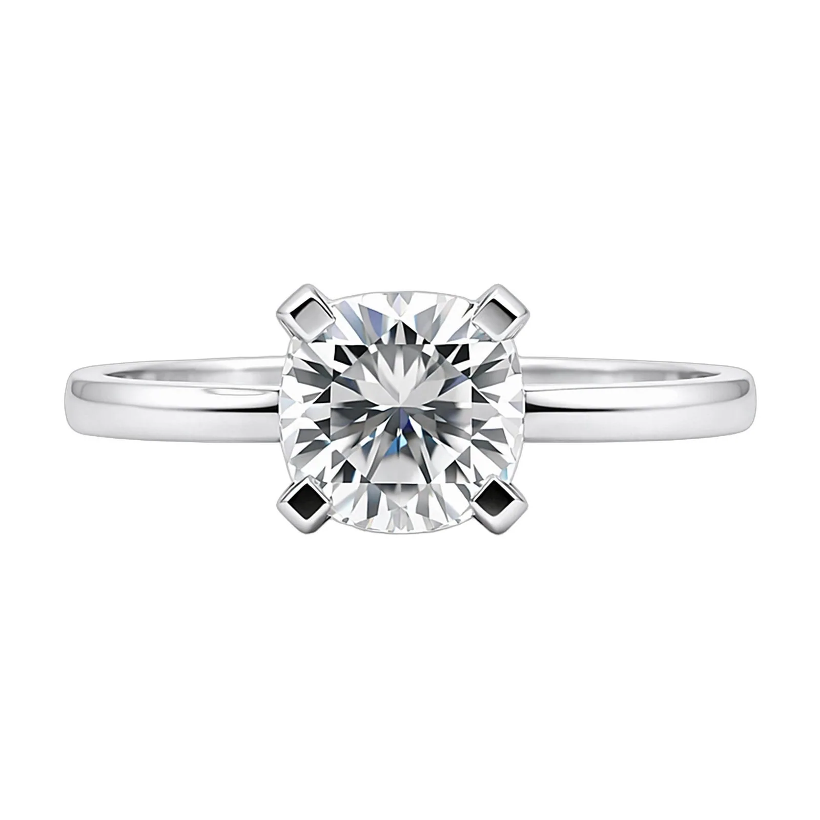 4.55ct DEW White Moissanite Cushion Solitaire Ring