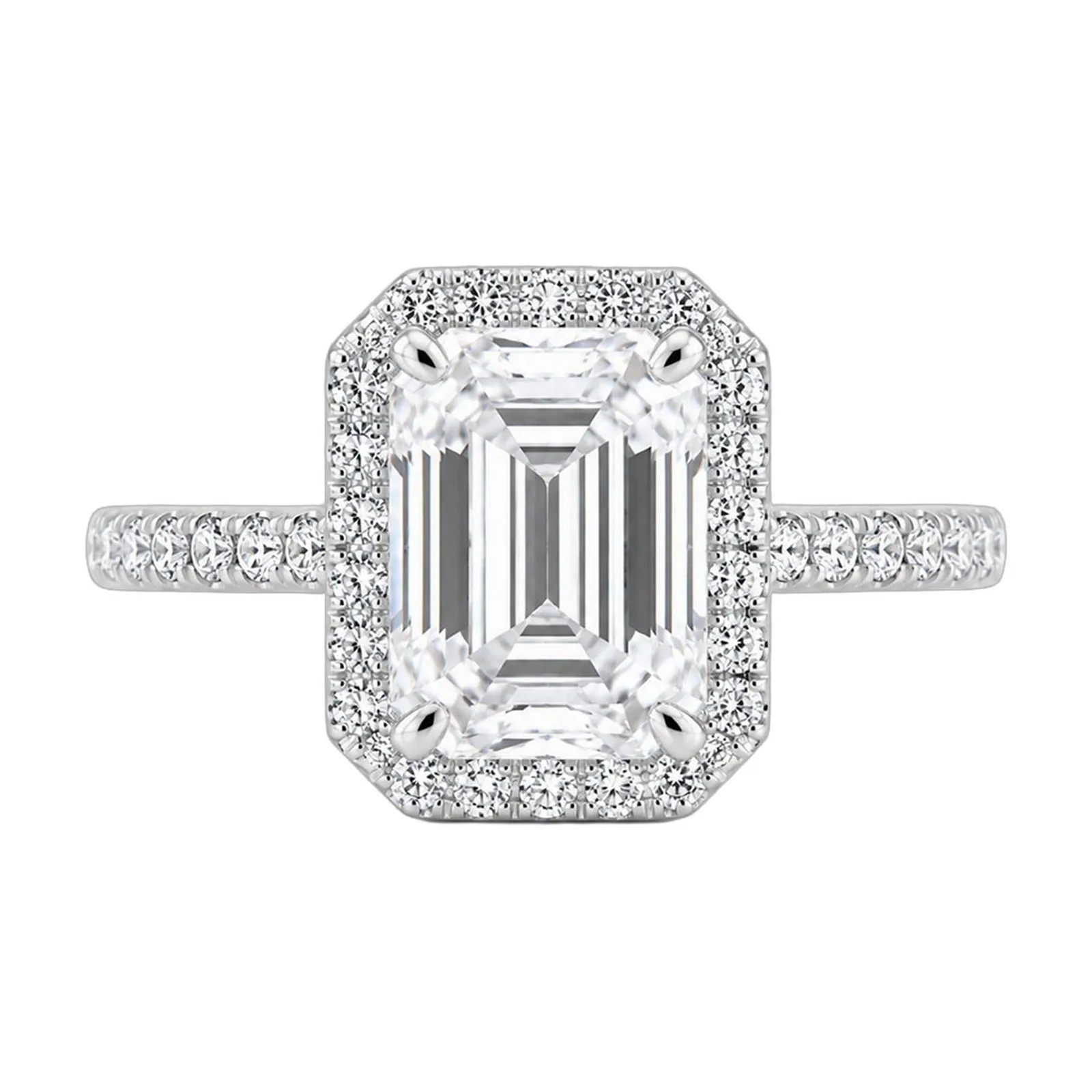 4.5ct DEW White Moissanite Emerald Solitaire Ring