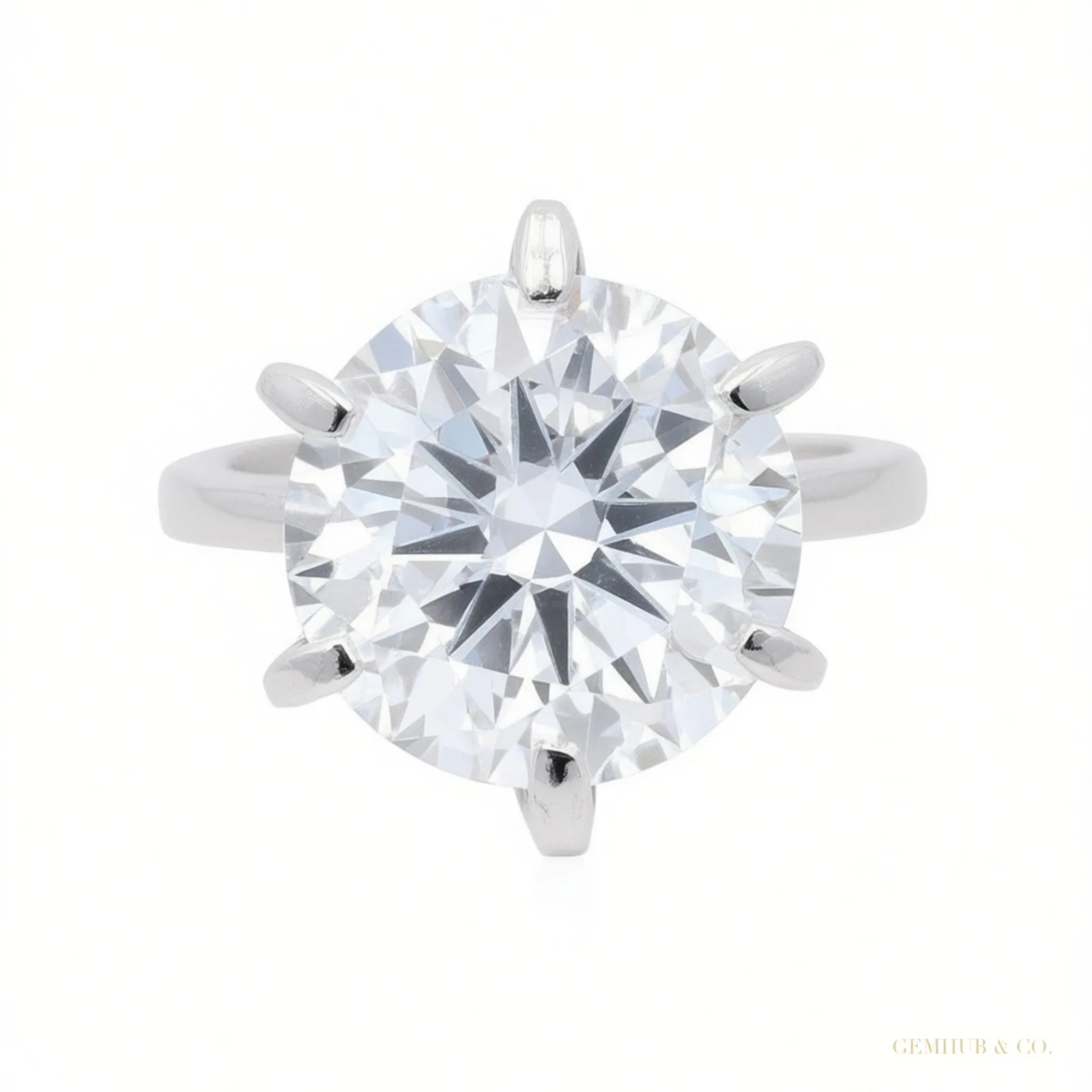 8.50 ct DEW Certified Round Cut White Moissanite Solitaire Ring – 18K Gold Vermeil