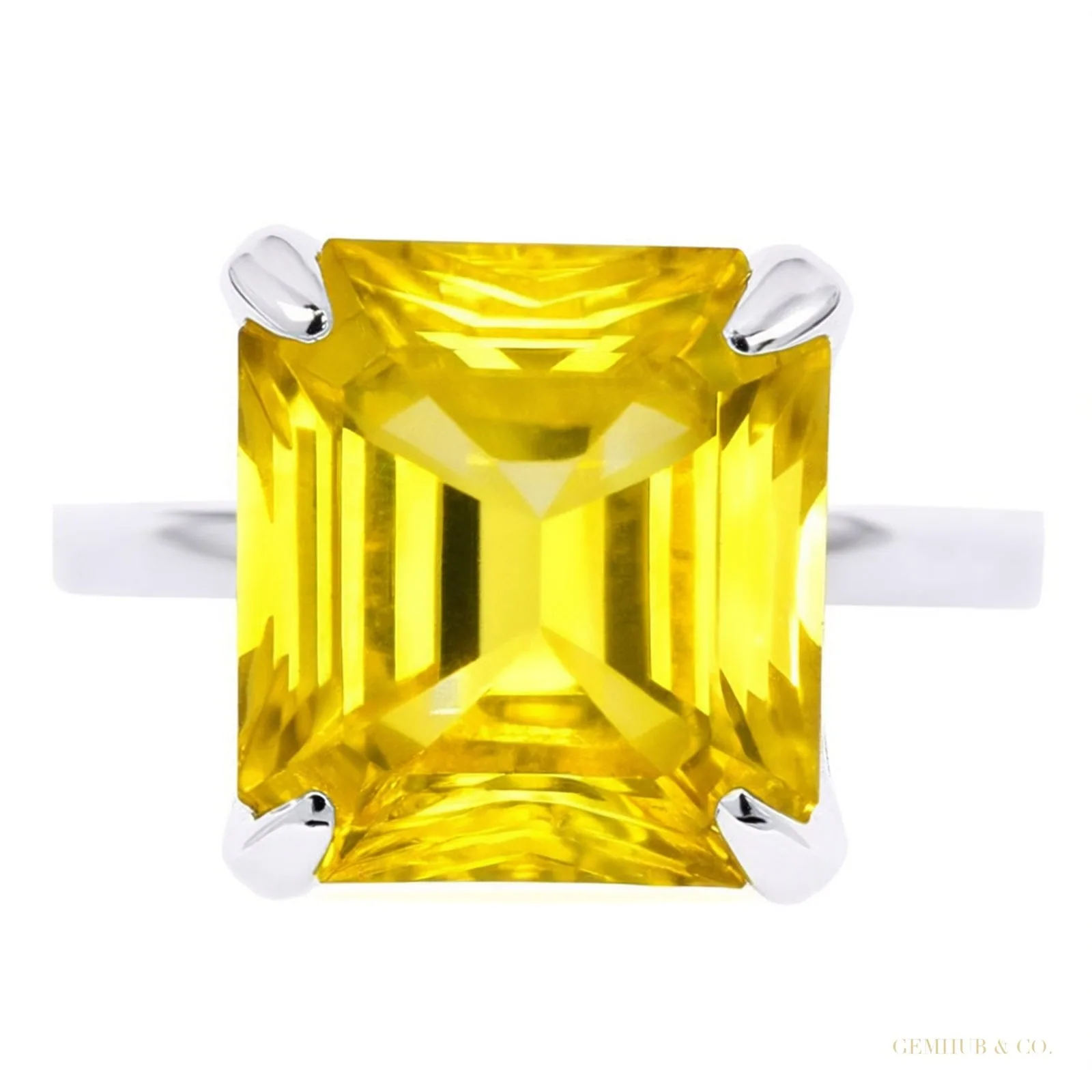8.50 ct DEW Emerald Champagne Treated Moissanite Ring – Certified – 18K Gold Vermeil