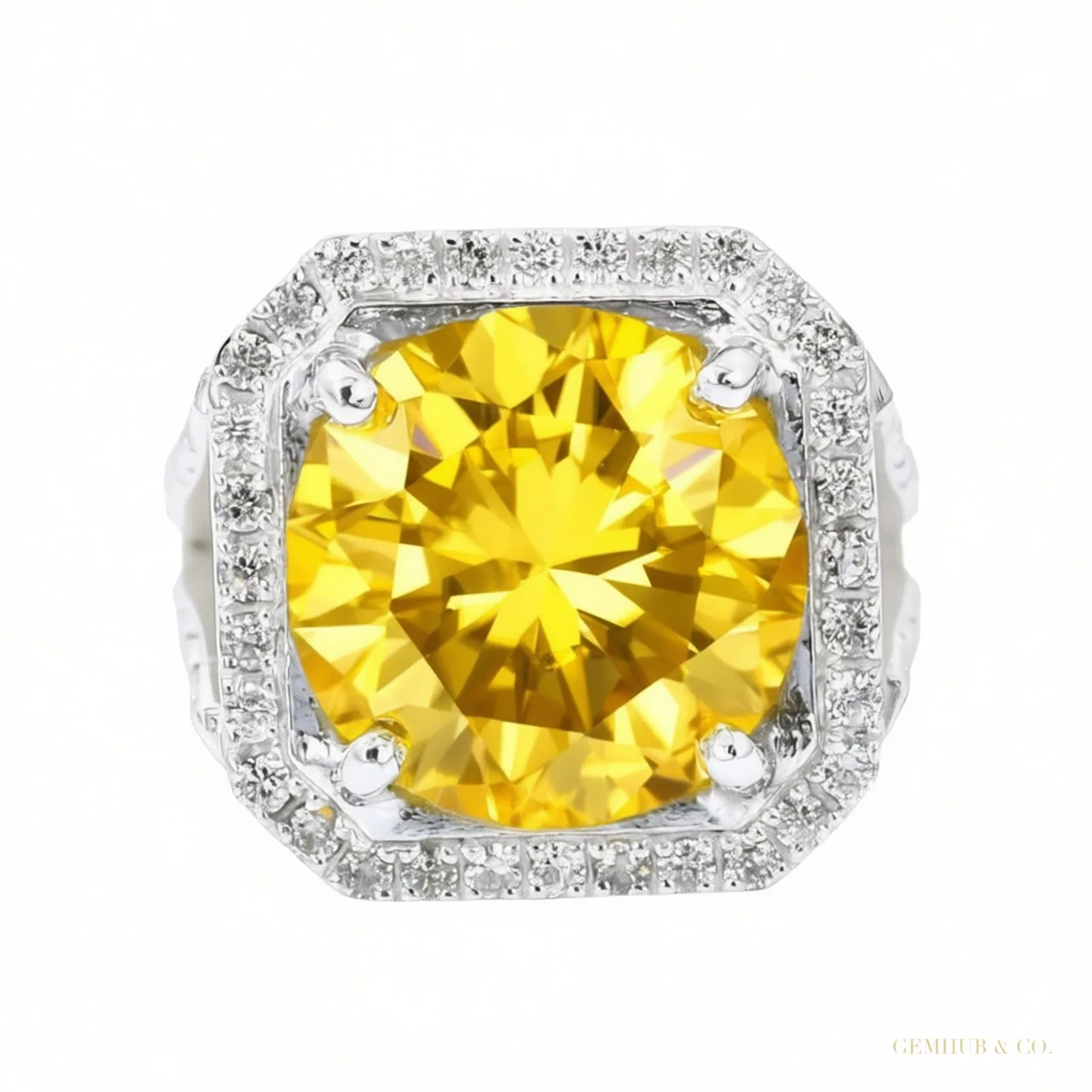 8.60 ct DEW Champagne Moissanite Men’s Ring – July Anniversary Gift – 18K Gold Vermeil