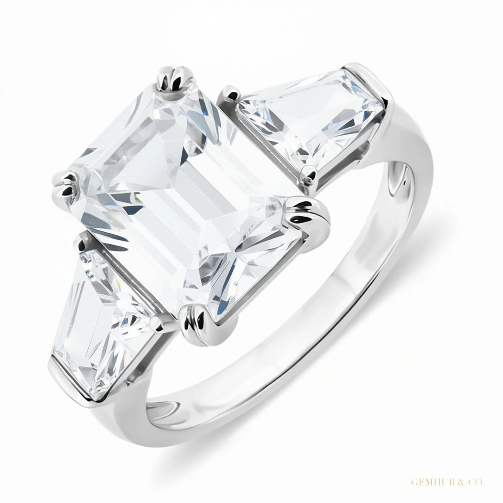 9.40 ct DEW Treated Off White Moissanite Ring in Birthday Gift for Her – 18K Gold Vermeil