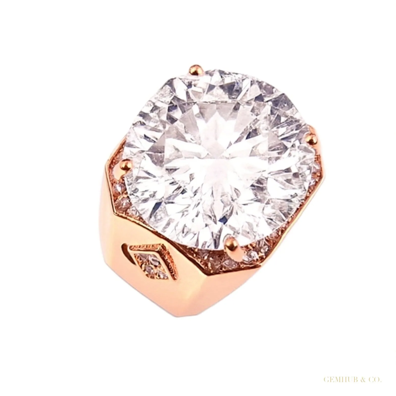 9.50 ct DEW Round Cut White Moissanite Solitaire Ring Certified Sparkle 18K Gold Plated