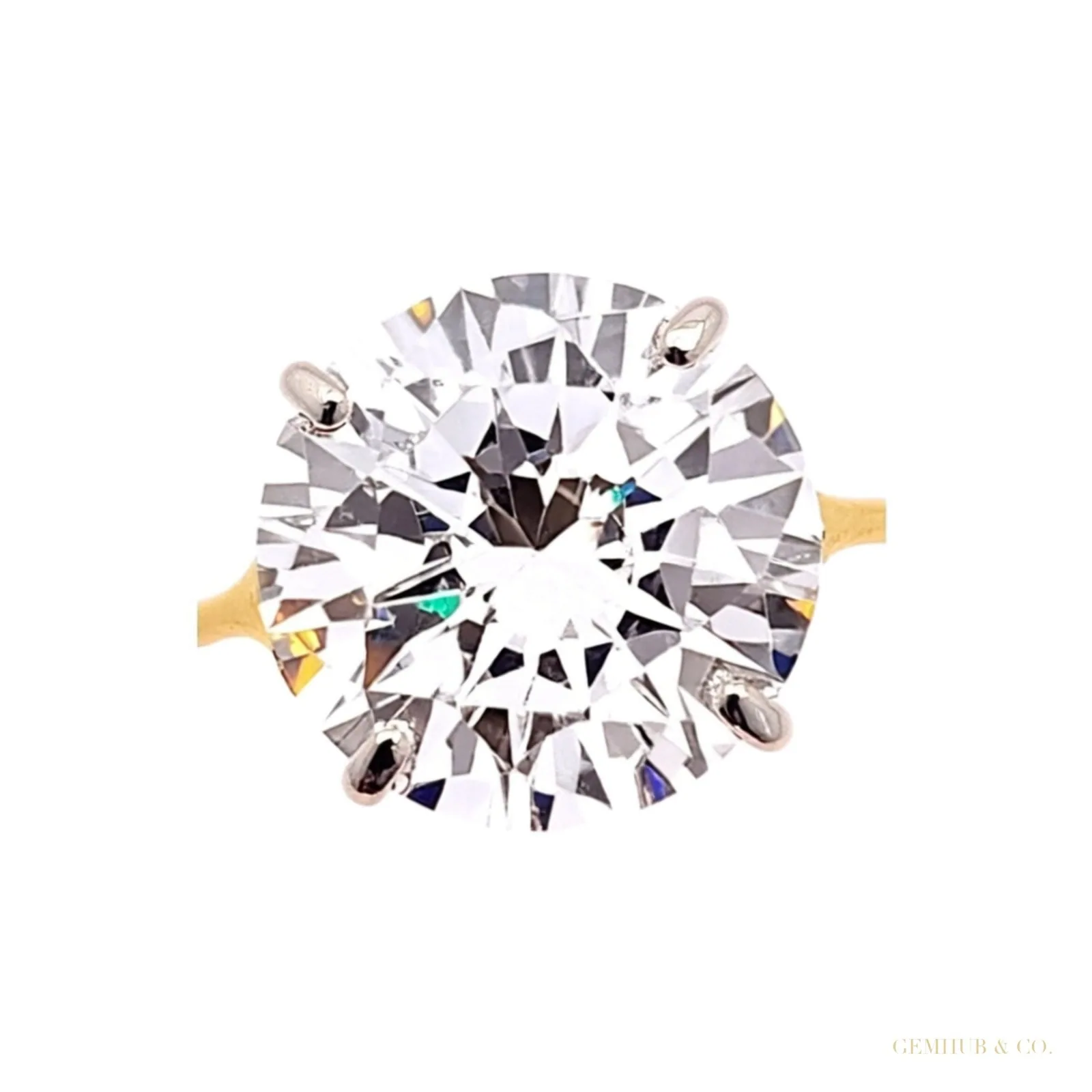 9.70 ct DEW Off White Moissanite Ring Sparkle Gift for Her Birthday – 18K Gold Vermeil