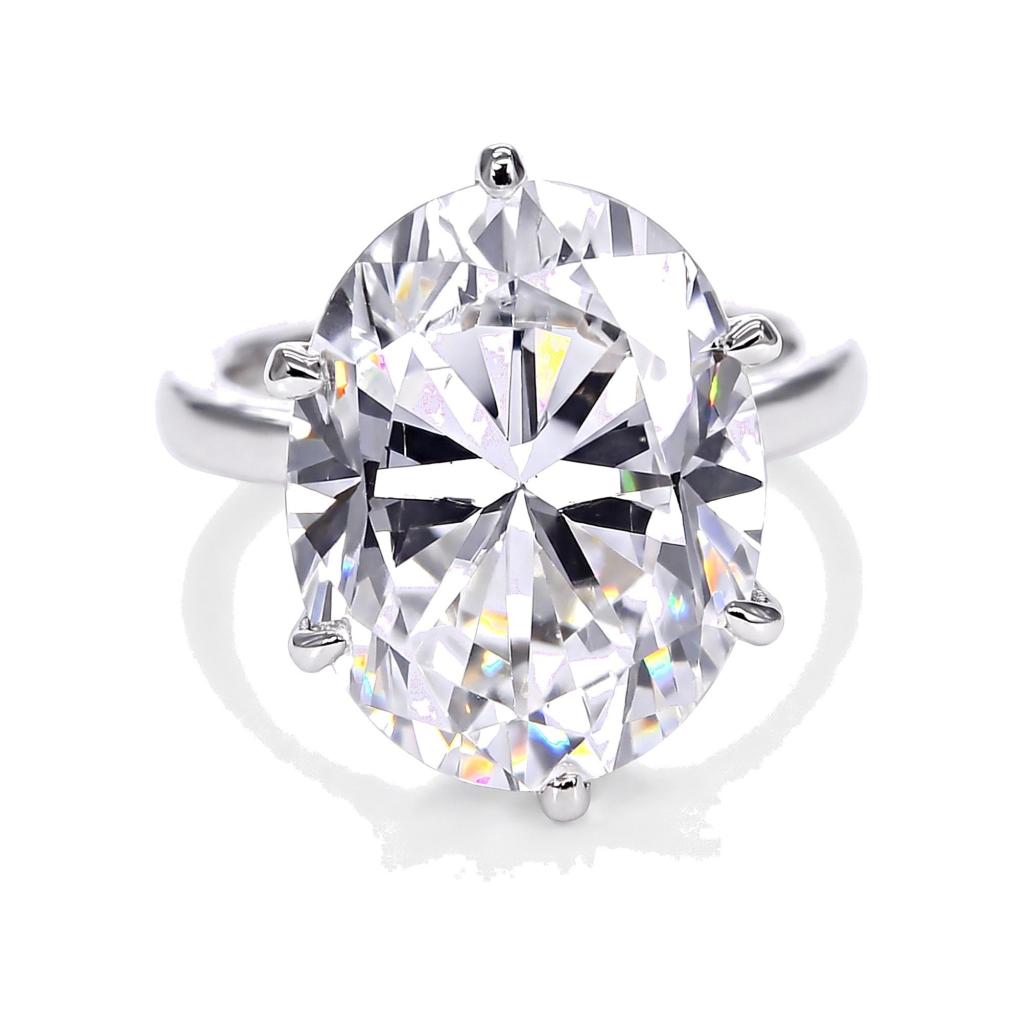 9.75 ct DEW Certified White Moissanite Solitaire Ring – Romantic Gift for Spouse in 18K Gold Vermeil (925 Silver)