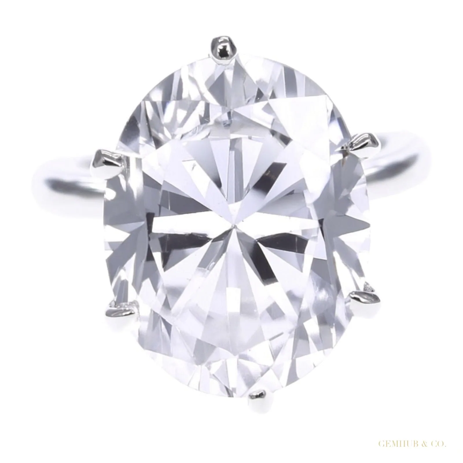 9.75 ct DEW Certified White Moissanite Solitaire Ring – Romantic Gift for Spouse 18K Go 18K Gold Plated