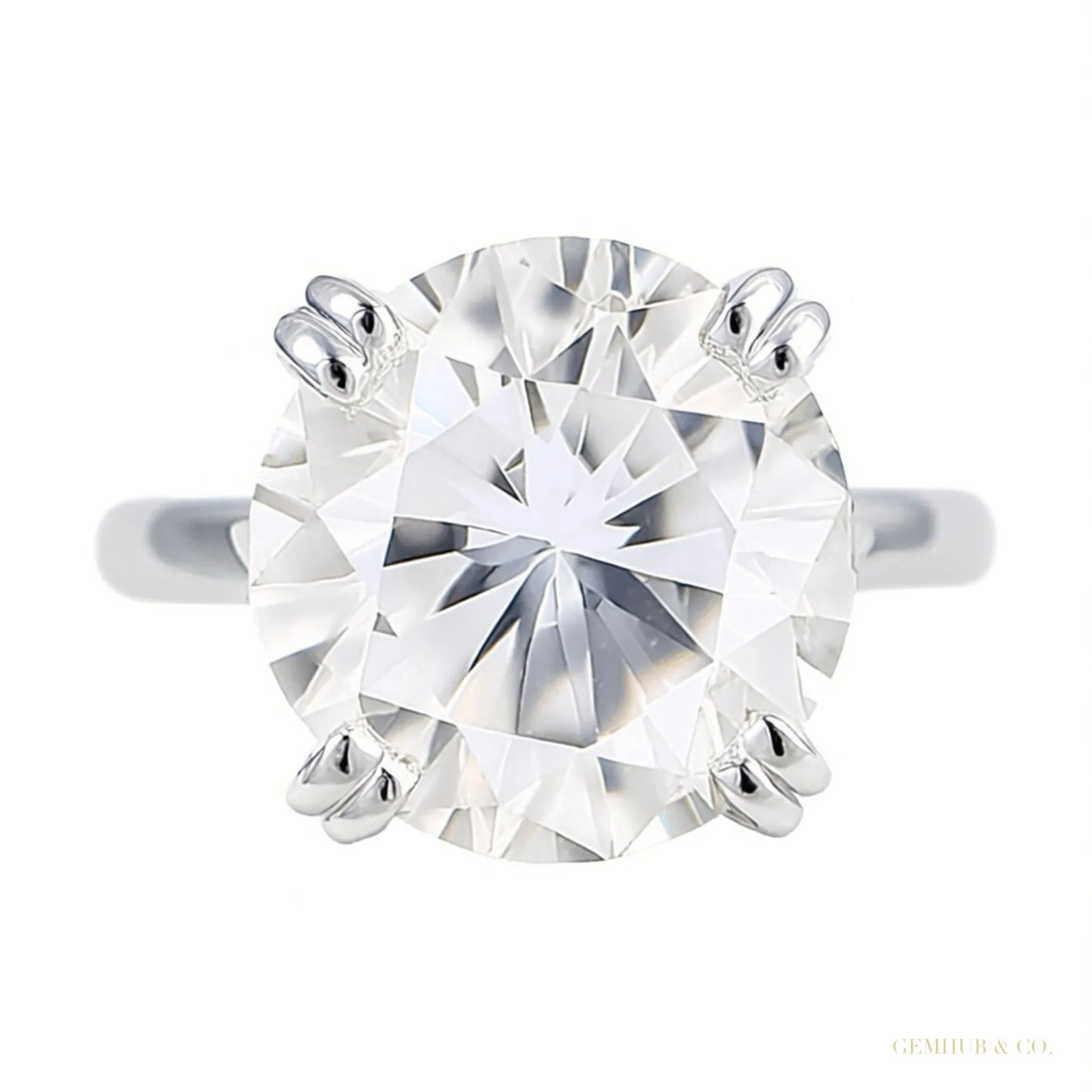 9.80 ct DEW Certified Round Cut Blue Moissanite Solitaire Ring – 18K Gold Vermeil