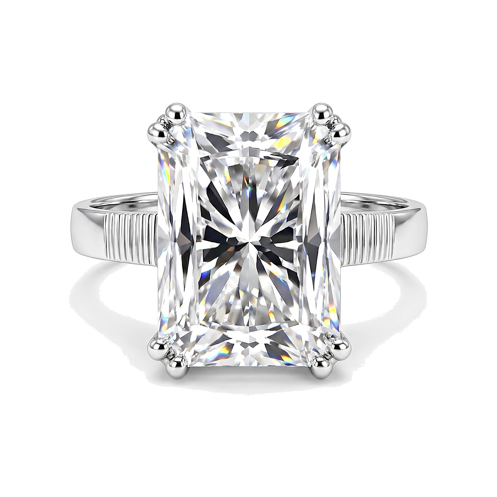 9.45ct DEW White Moissanite Radiant Solitaire Ring