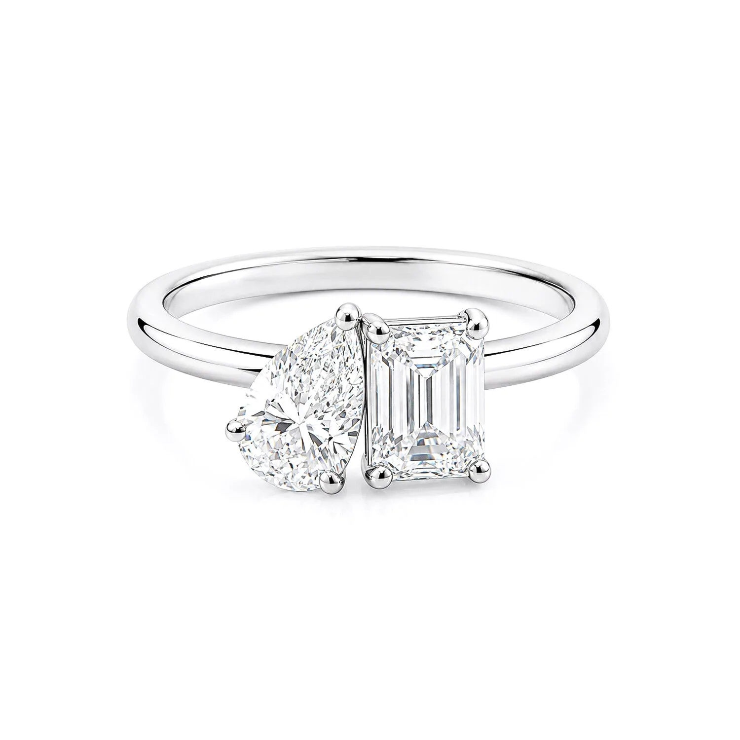 IGI Certified Lab Grown Diamond Emerald 2-Stone Ring, 2.4ct Total, VVS/E — 18K Solid Gold