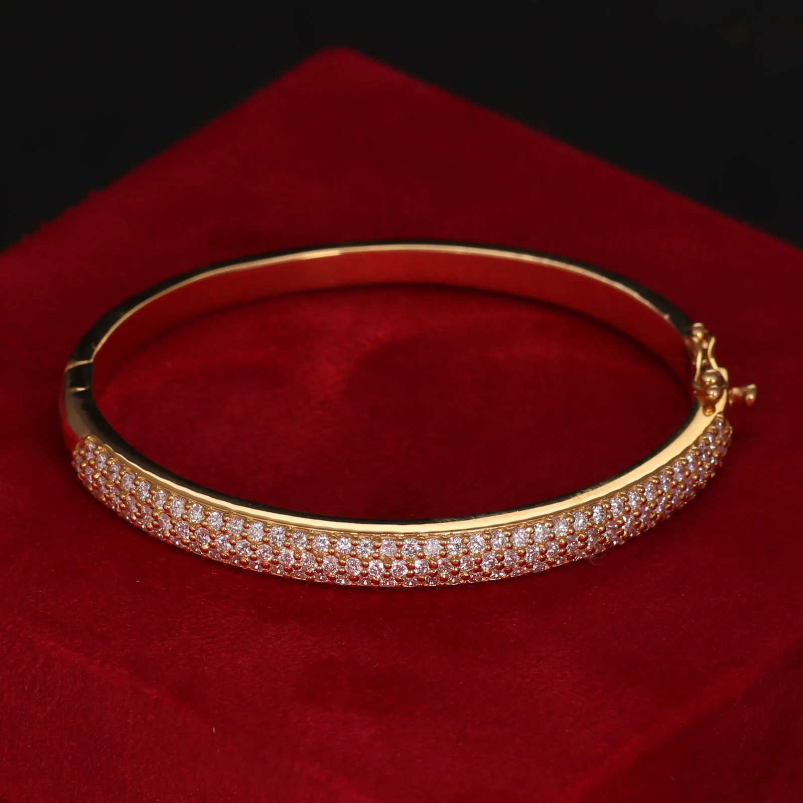 IGI Certified Lab Grown Diamond Wide Gold Bangle — 18K Solid Gold, 3.26 Ct tw, VVS/E - view 4