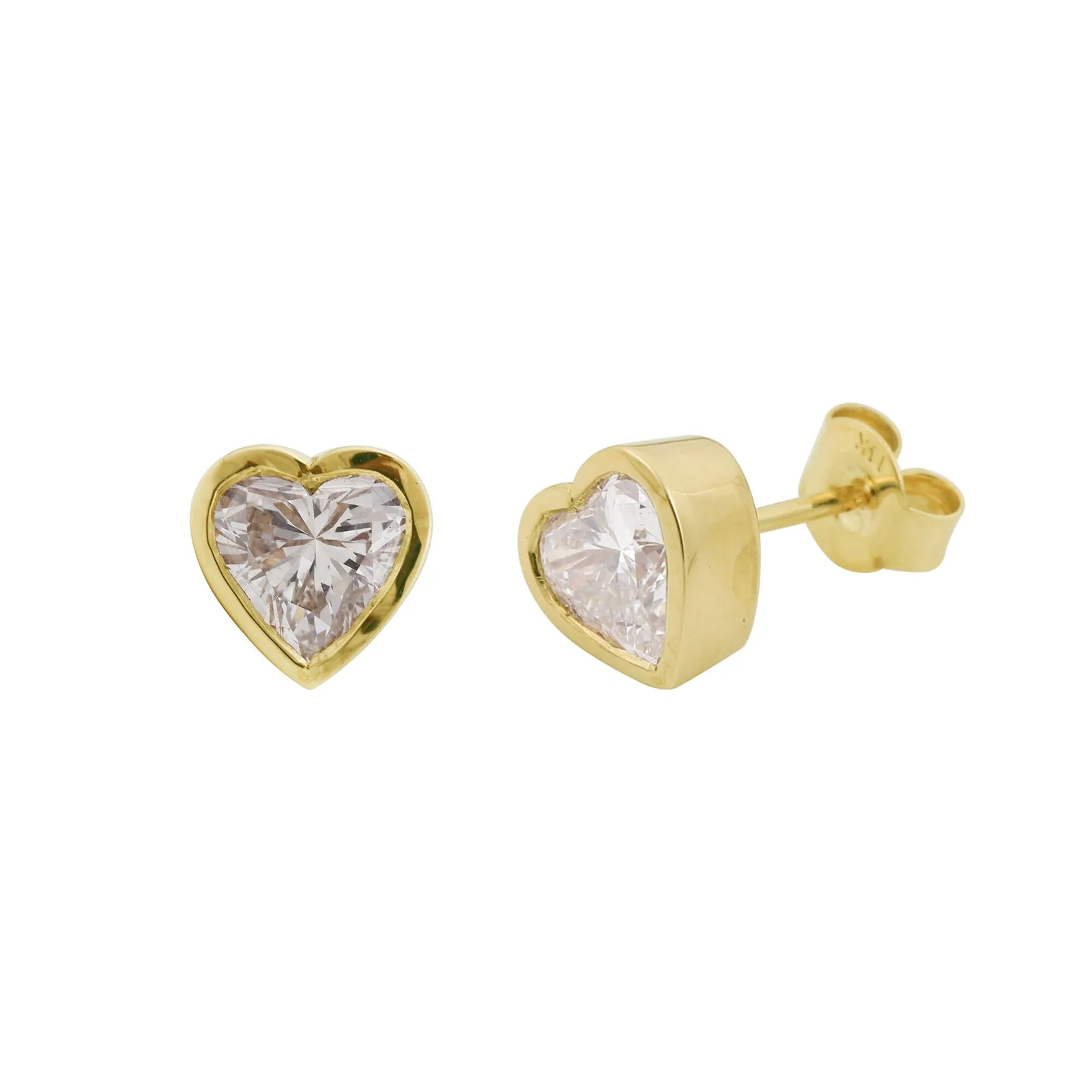 IGI Certified Lab Grown Diamond Solitaire Heart Stud Earrings — 3ct VVS/E, Solid 18K Gold