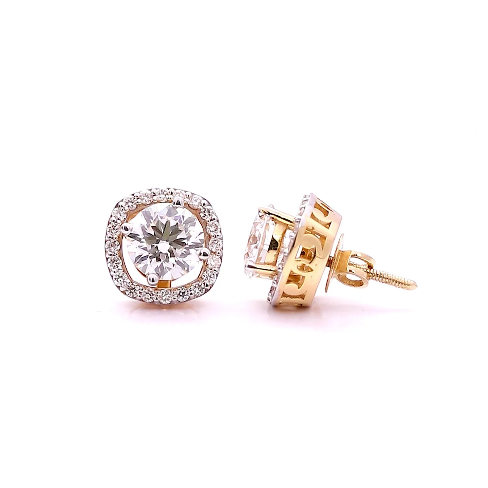 IGI Certified Lab Grown Diamond Solitaire Round Stud Earrings — 4ct VVS/E, Solid 18K Gold
