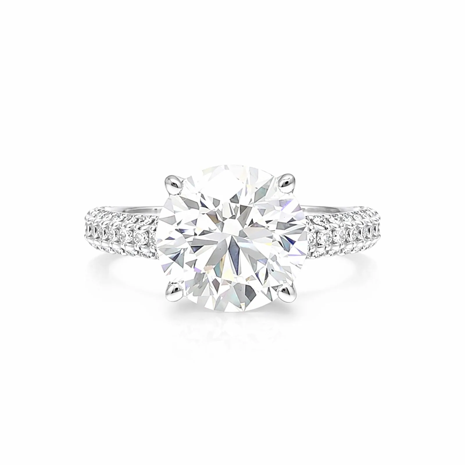IGI Certified Lab Grown Diamond Round Solitaire Ring, 4.01ct, VVS/E — 14K/18K Solid Gold