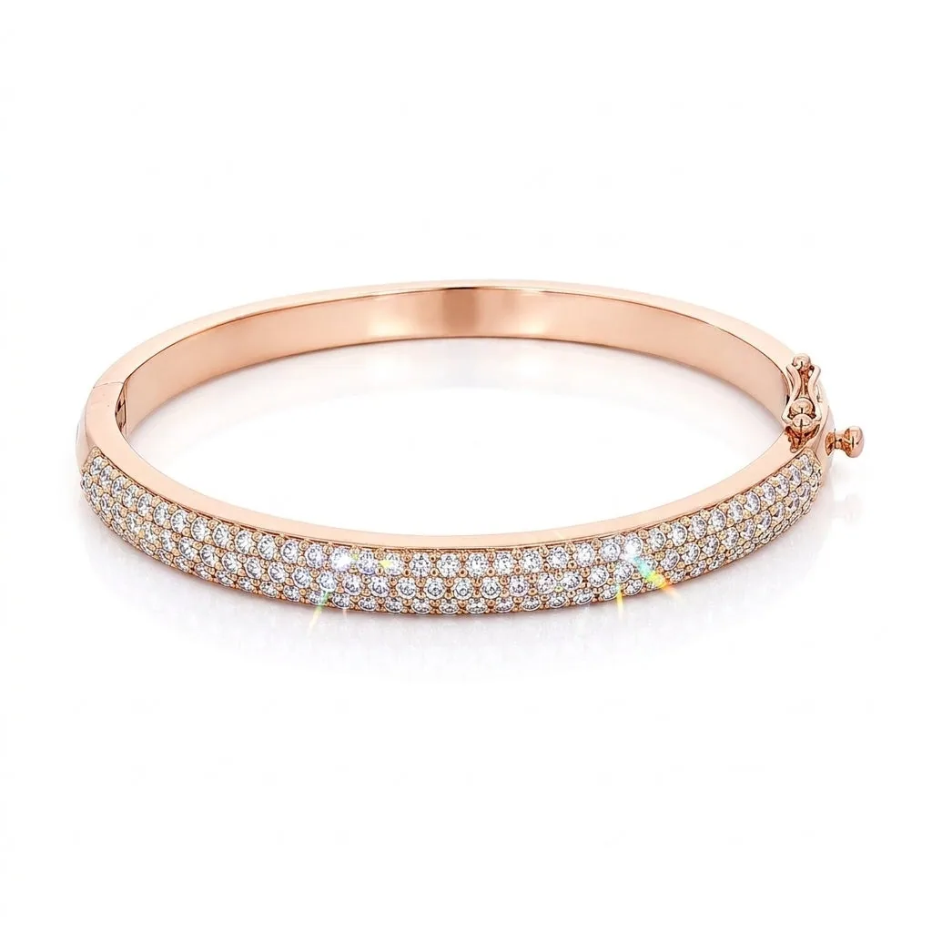 IGI Certified Lab Grown Diamond Wide Gold Bangle — 18K Solid Gold, 3.26 Ct tw, VVS/E - view 9