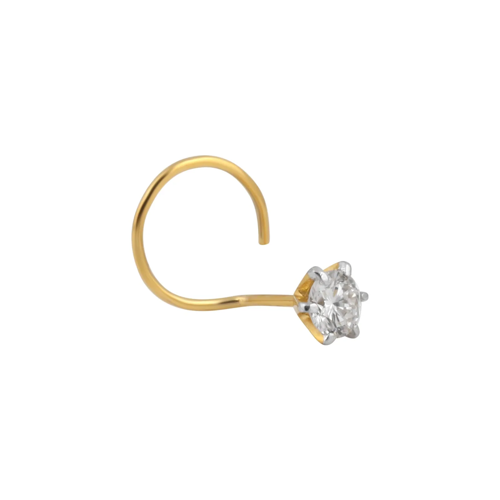 IGI Certified Lab Grown Diamond Nose Pin, 0.12 Ct tw Round — 18K Solid Gold, VVS/E, Screw Back