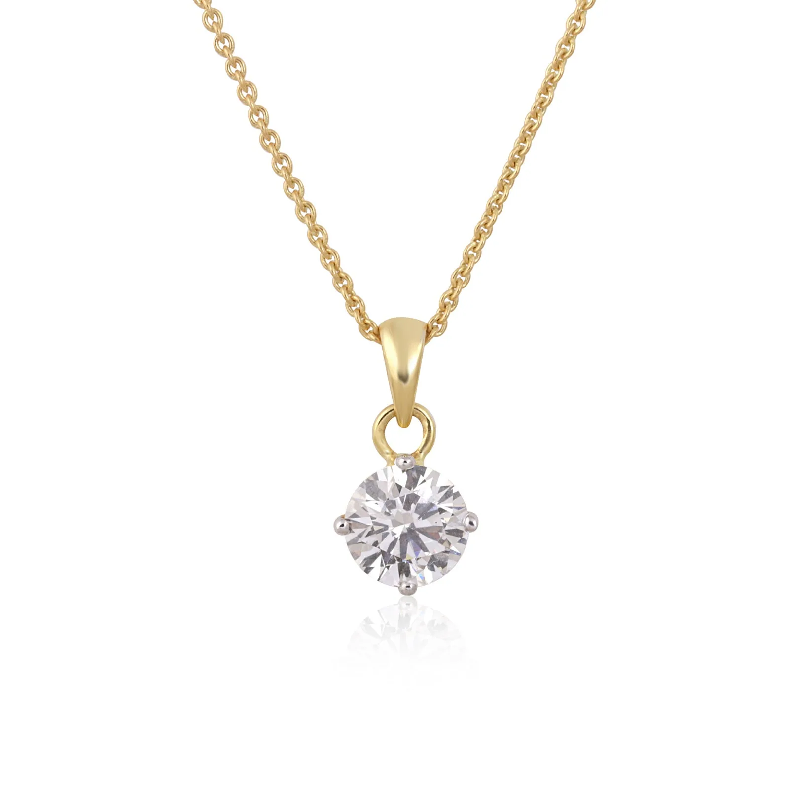 IGI Certified Lab Grown Diamond Round Solitaire Pendant Necklace, 1ct, VVS/E — 14K/18K Solid Gold