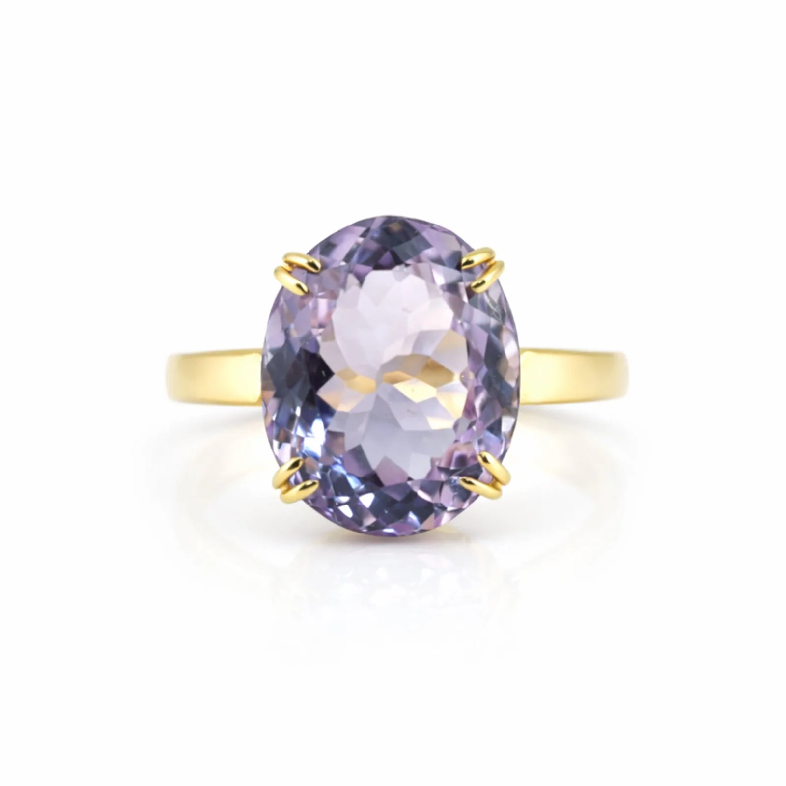 Natural Amethyst Oval-Cut Diamond Halo Ring — 18K Solid Gold