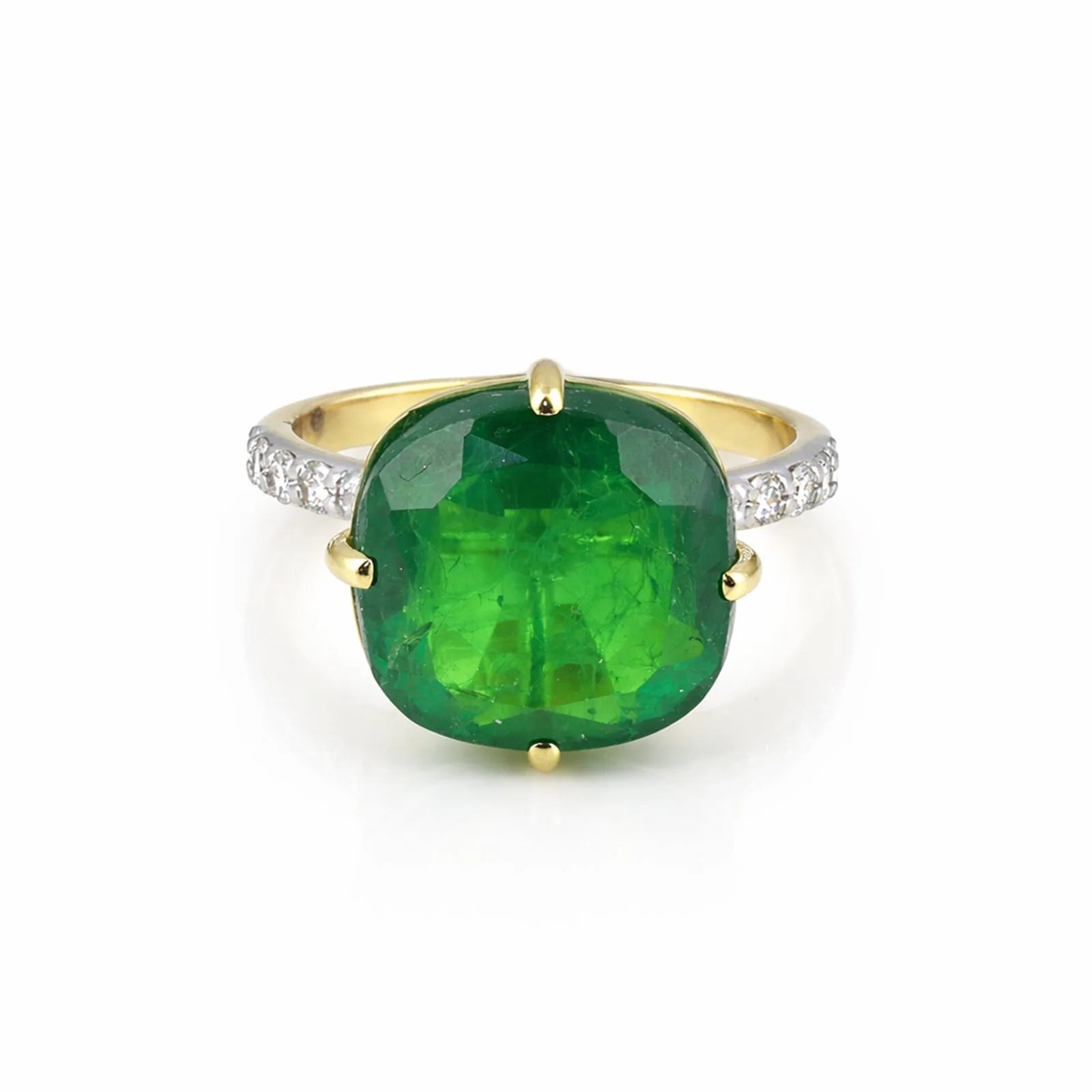 IGI Certified Lab Grown Emerald Cushion-Cut Diamond Halo Ring — 9K/14K Solid Gold