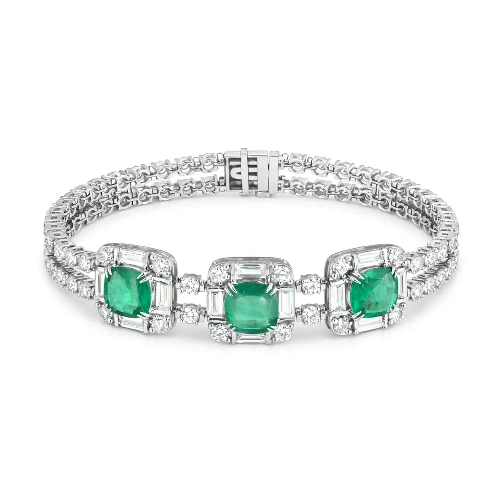 IGI Certified Lab Grown Emerald All-Stone Tennis Bracelet — 14K/18K Solid Gold, 17.47 Carat