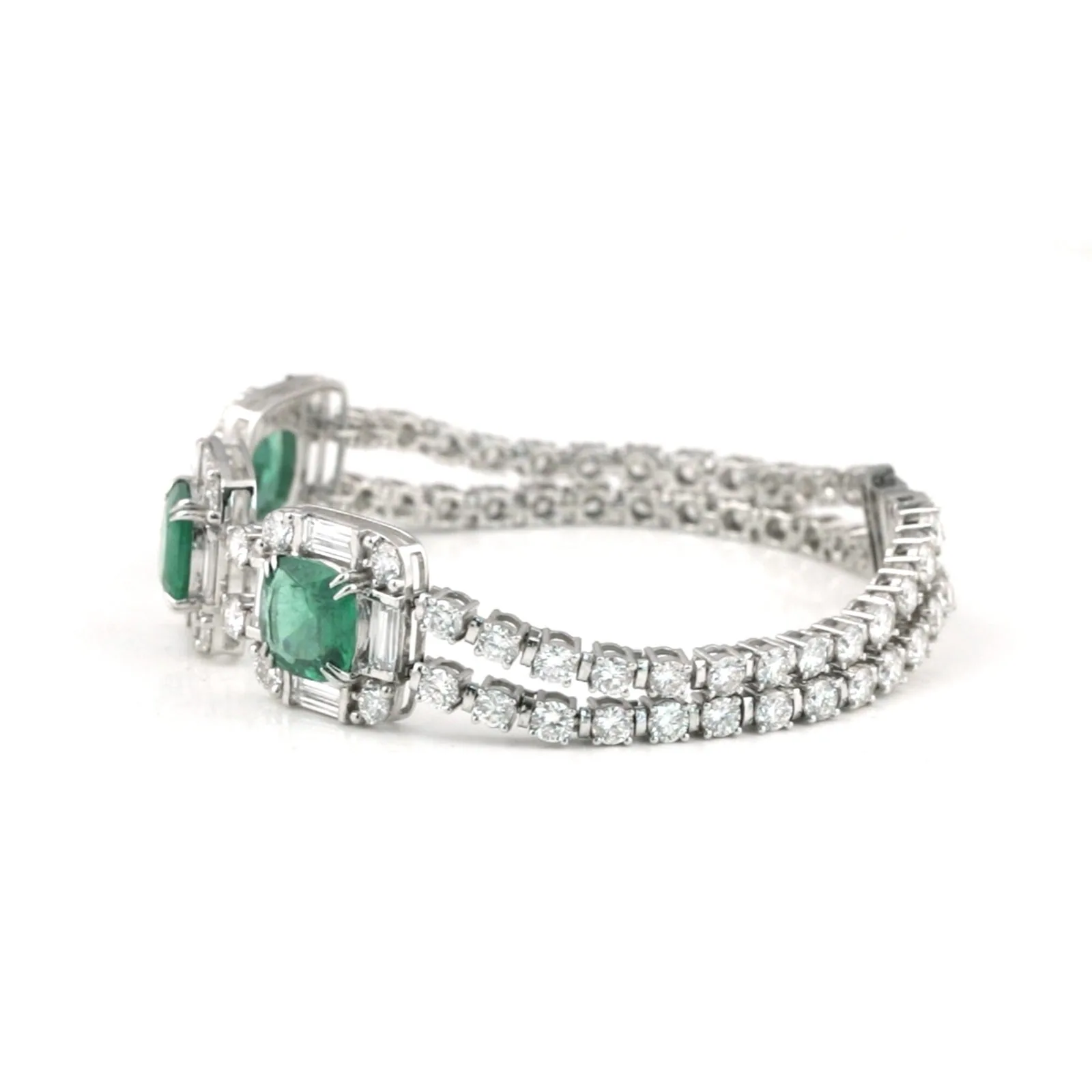 IGI Certified Lab Grown Emerald All-Stone Tennis Bracelet — 14K/18K Solid Gold, 17.47 Carat - view 3