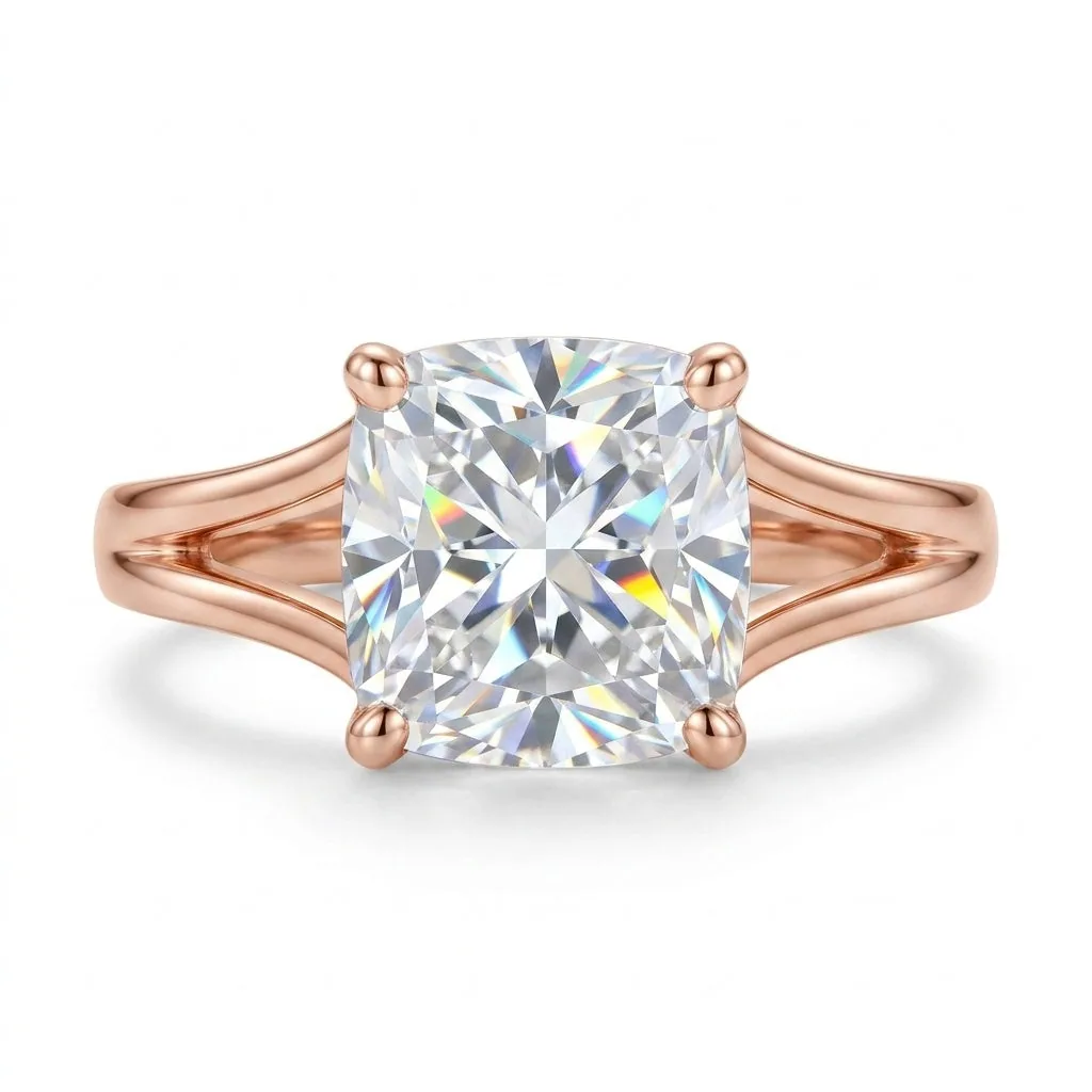 IGI Certified Lab Grown Diamond Cushion Solitaire Ring, 4.01ct, VVS/E — 14K/18K Solid Gold - view 6