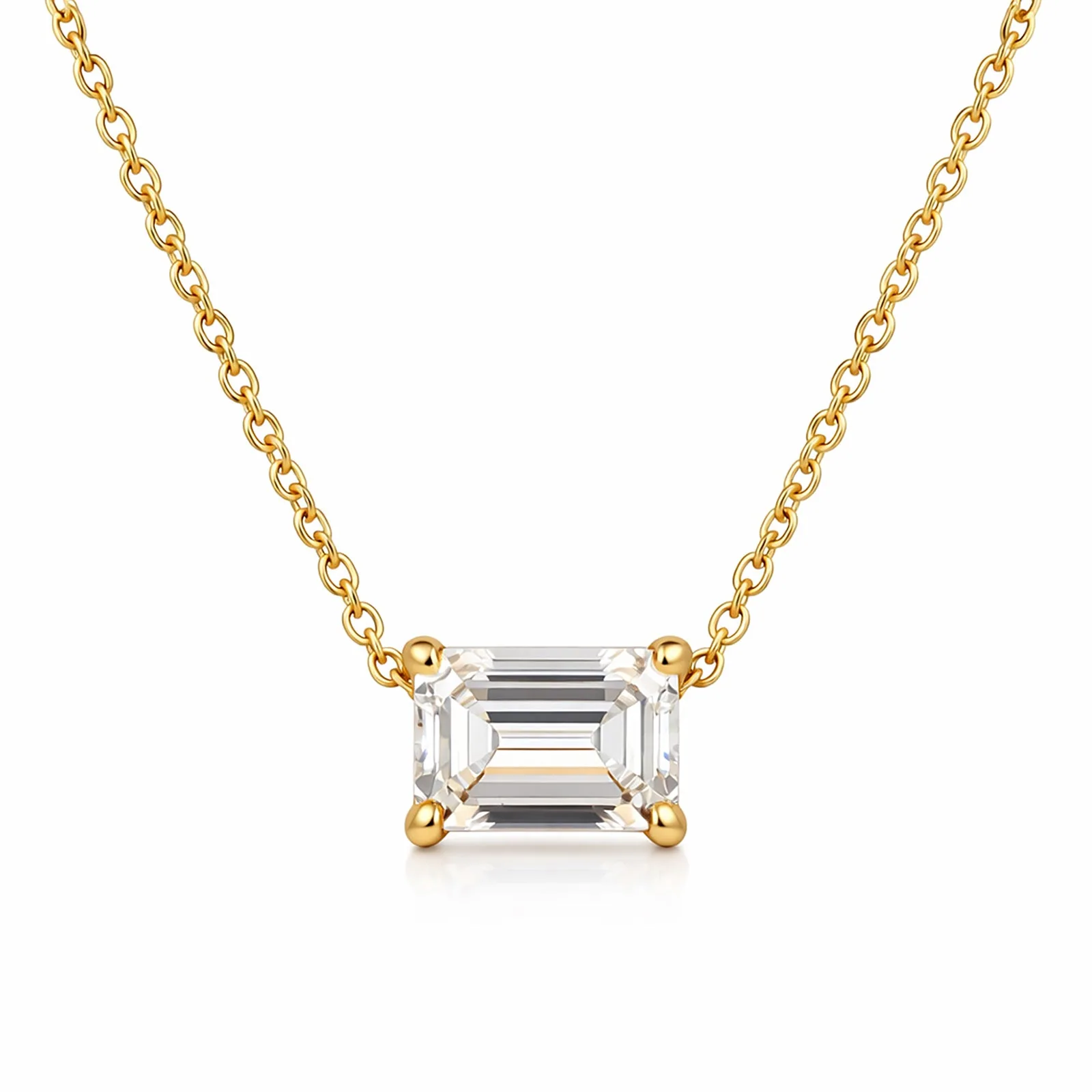 IGI Certified Lab Grown Diamond Emerald Solitaire Pendant Necklace, 1.08ct, VVS/E — 14K/18K Solid Gold
