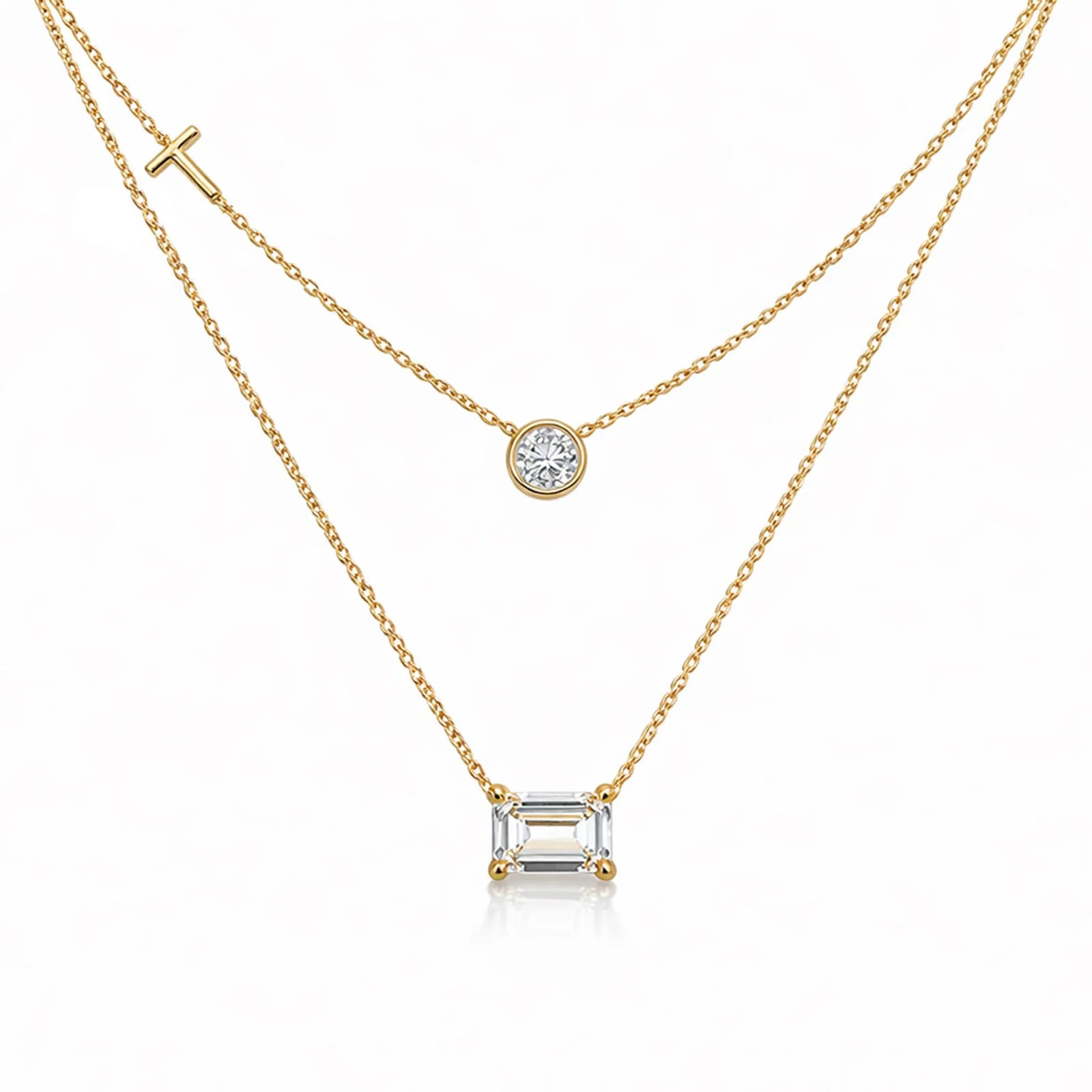 IGI Certified Lab Grown Diamond Mixed Solitaire Pendant Necklace, 1.08ct, VVS/E — 14K/18K Solid Gold