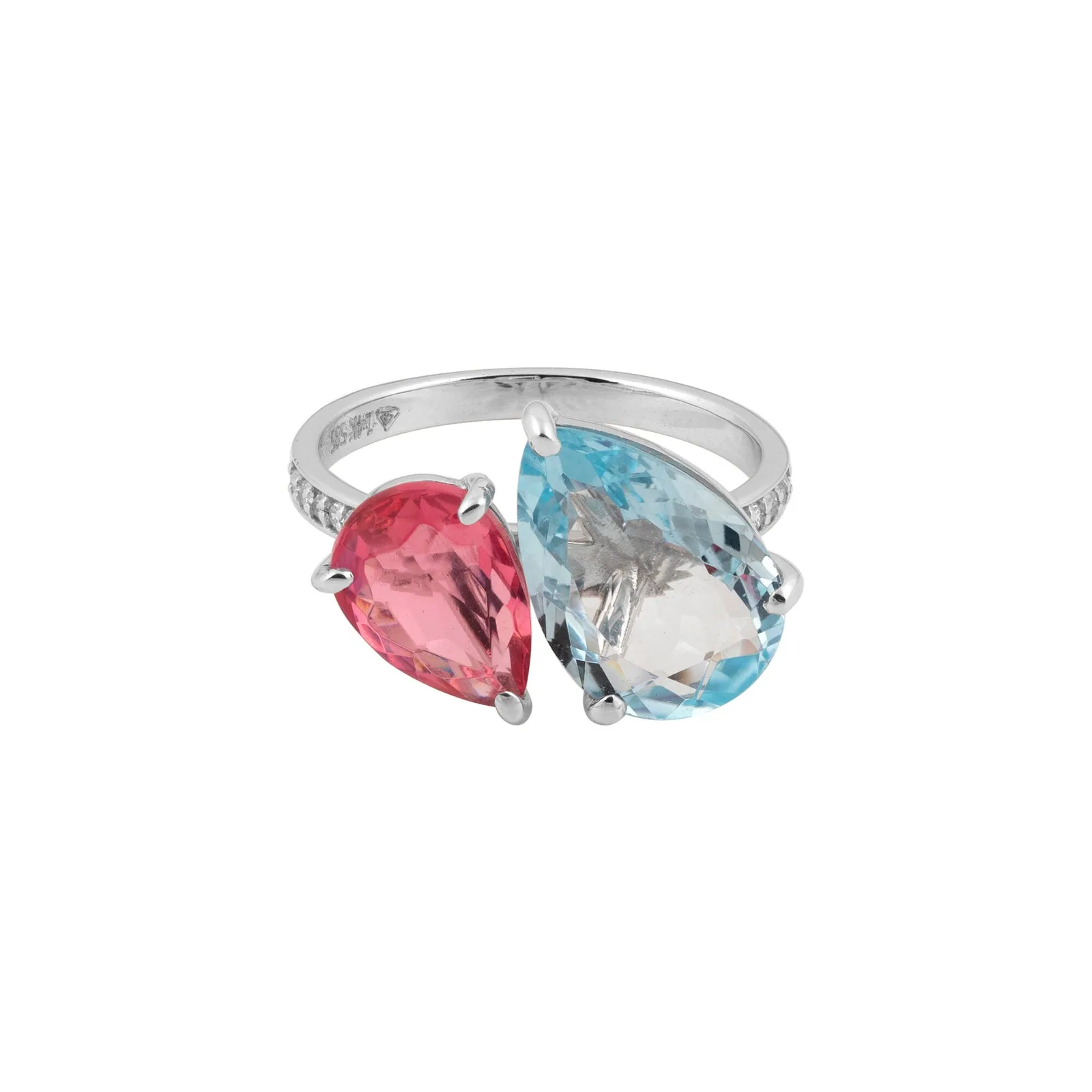 IGI Certified Lab Grown Topaz Pear-Cut Diamond Halo Ring — 14K/18K Solid Gold