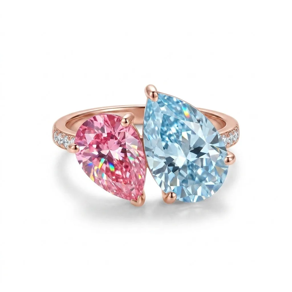 IGI Certified Lab Grown Topaz Pear-Cut Diamond Halo Ring — 14K/18K Solid Gold - view 9