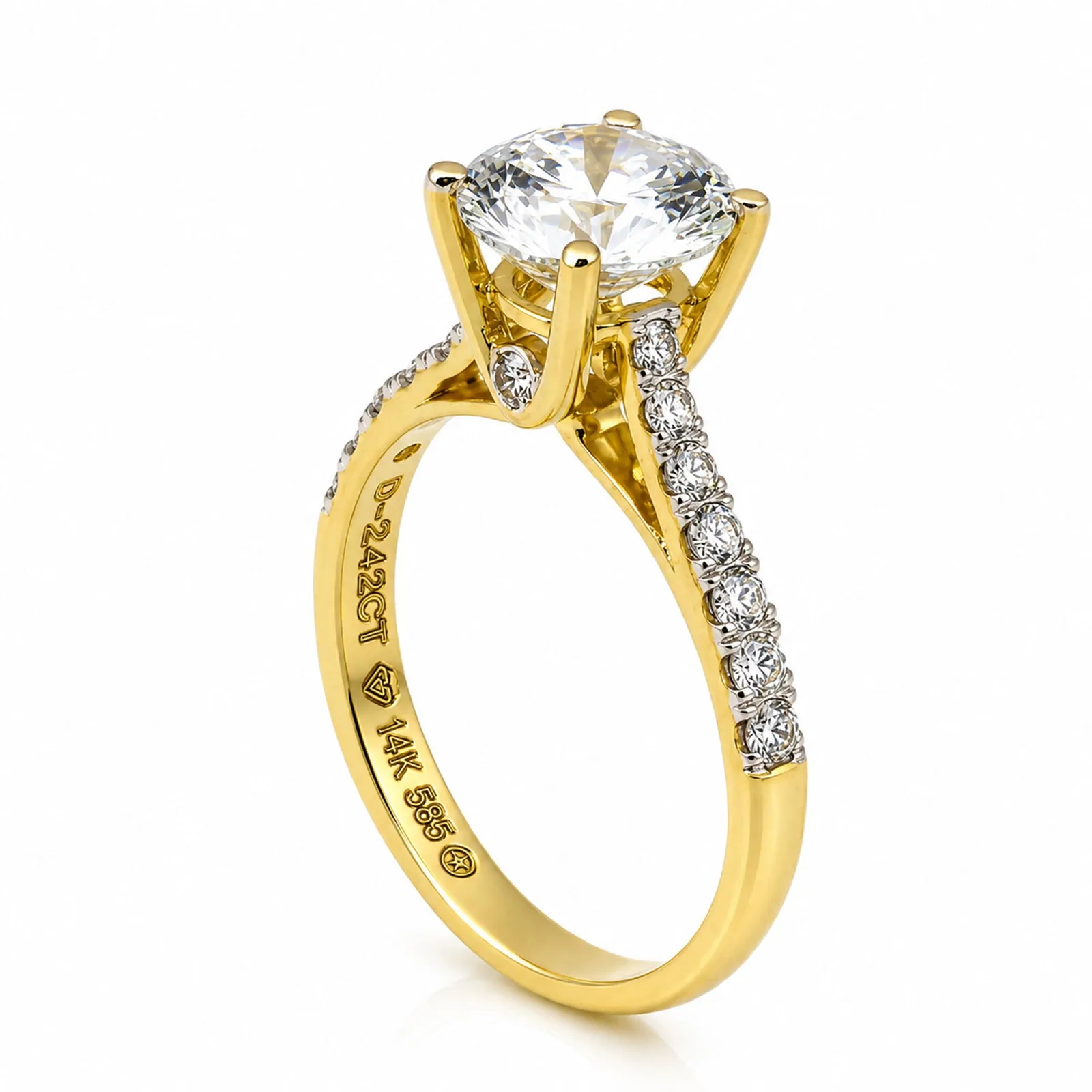 IGI Certified Lab Grown Diamond Round Solitaire Ring, 2ct, VVS/E — 14K/18K Solid Gold