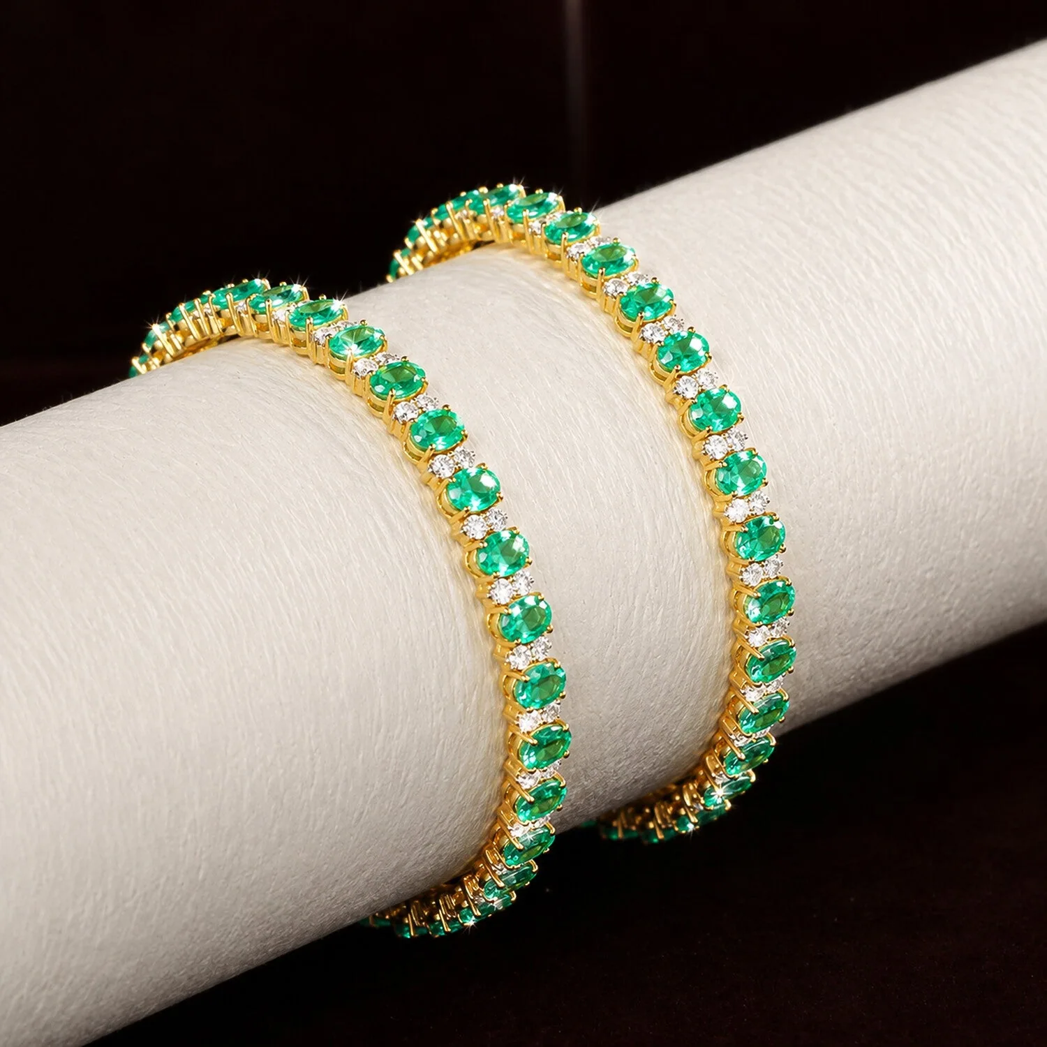 IGI Certified Lab Grown Emerald Oval-Cut Statement Bangle — 14K/18K Solid Gold