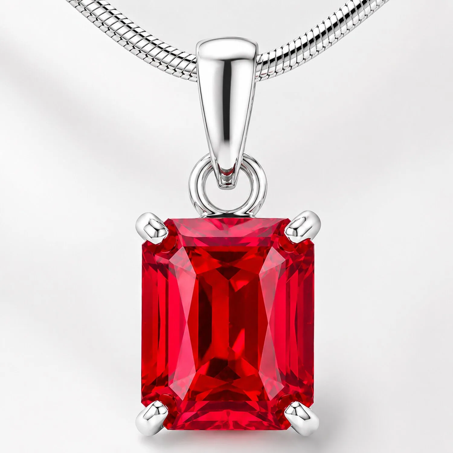IGI Certified Lab Grown 8 Ct tw Fancy Red Diamond Emerald-Cut Pendant Necklace, VVS/E — 14K/18K Solid Gold