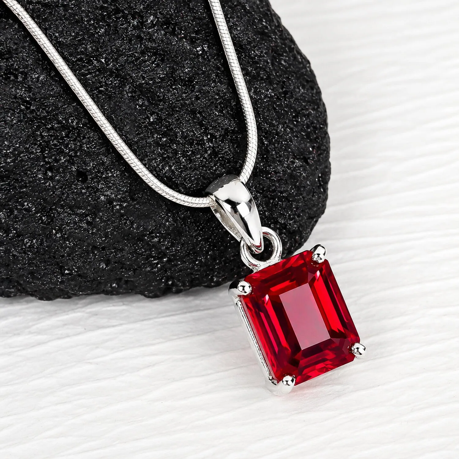 IGI Certified Lab Grown 8 Ct tw Fancy Red Diamond Emerald-Cut Pendant Necklace, VVS/E — 14K/18K Solid Gold - view 2