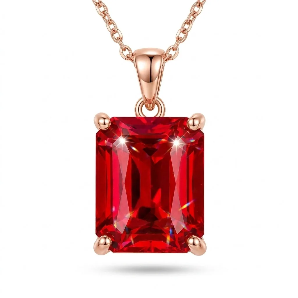 IGI Certified Lab Grown 8 Ct tw Fancy Red Diamond Emerald-Cut Pendant Necklace, VVS/E — 14K/18K Solid Gold - view 8