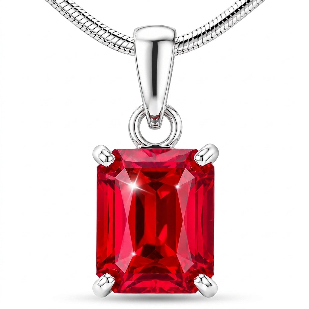 IGI Certified Lab Grown 8 Ct tw Fancy Red Diamond Emerald-Cut Pendant Necklace, VVS/E — 14K/18K Solid Gold