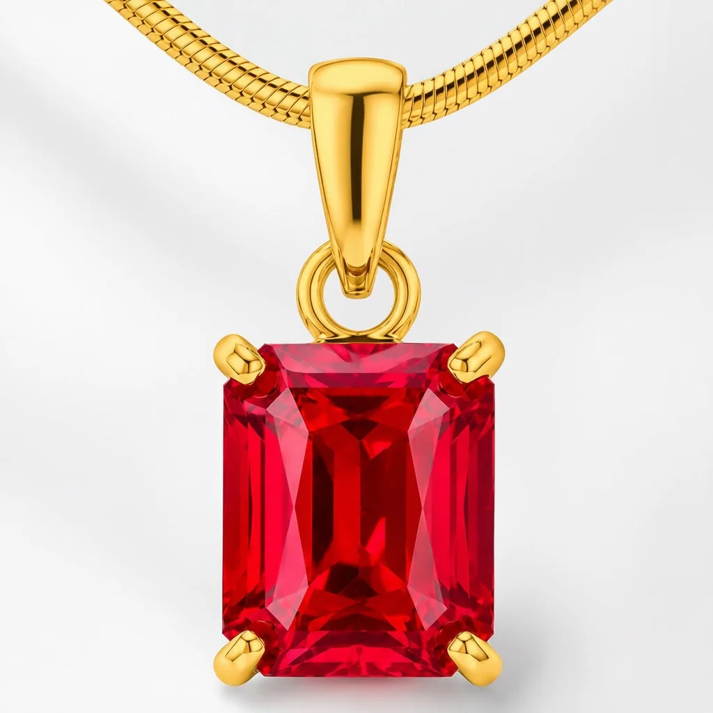 IGI Certified Lab Grown 8 Ct tw Fancy Red Diamond Emerald-Cut Pendant Necklace, VVS/E — 14K/18K Solid Gold - view 9