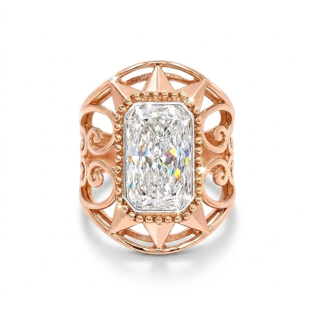 IGI Certified Lab Grown Diamond 3ct Emerald Solitaire Statement Ring, VVS/E — 14K/18K Solid Gold - view 8
