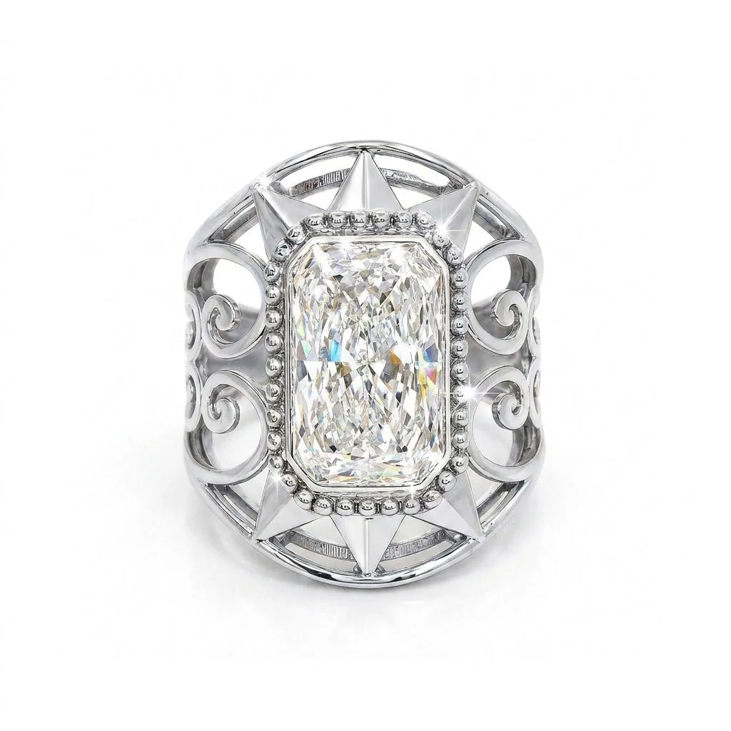 IGI Certified Lab Grown Diamond 3ct Emerald Solitaire Statement Ring, VVS/E — 14K/18K Solid Gold - view 9