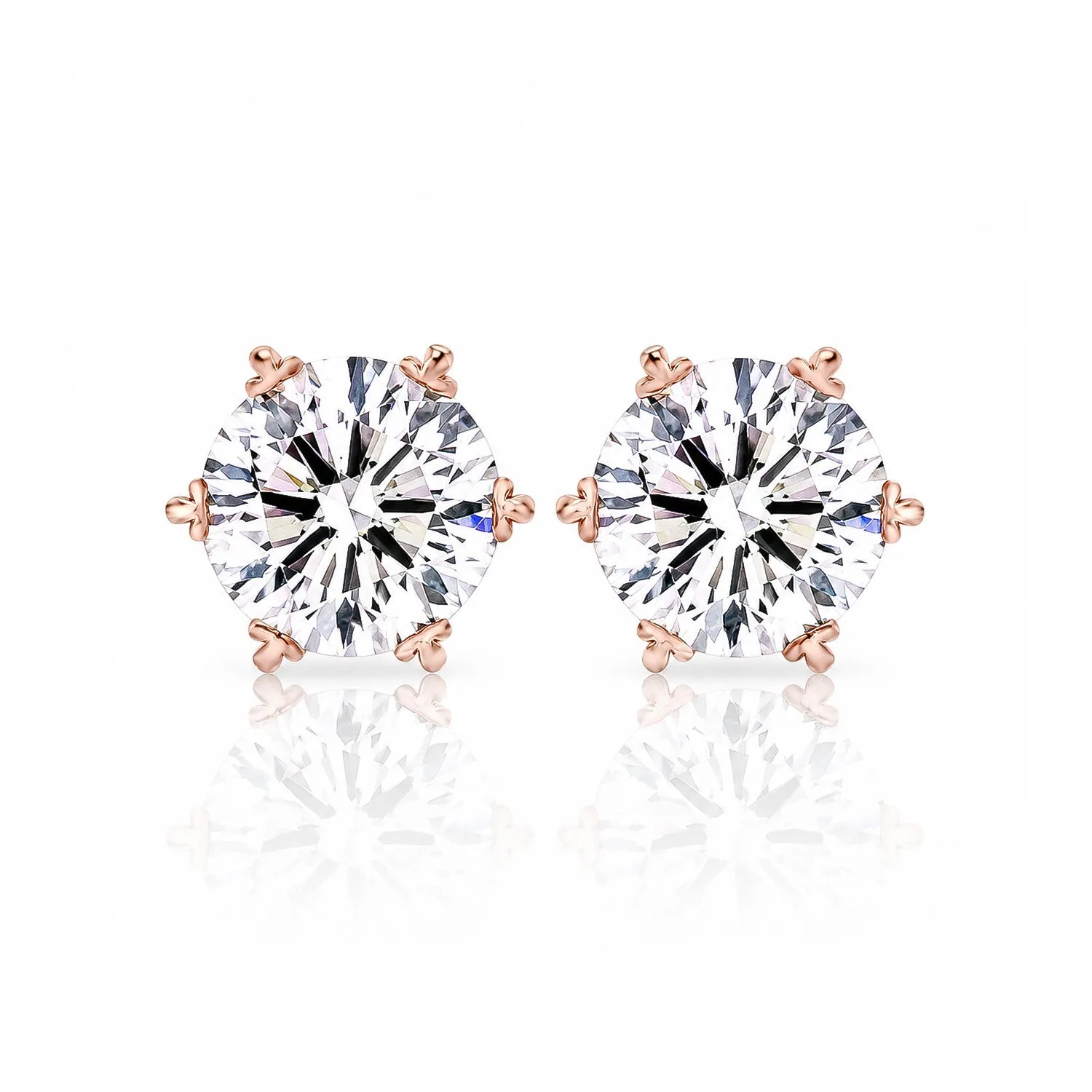 IGI Certified Lab Grown Diamond Solitaire Round Stud Earrings — 10.06ct VVS/E, Solid 14K / 18K Gold
