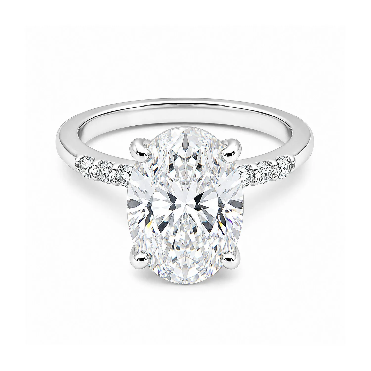 IGI Certified Lab Grown Diamond Oval Solitaire Ring, 5.08ct, VVS/E — 14K/18K Solid Gold - view 6