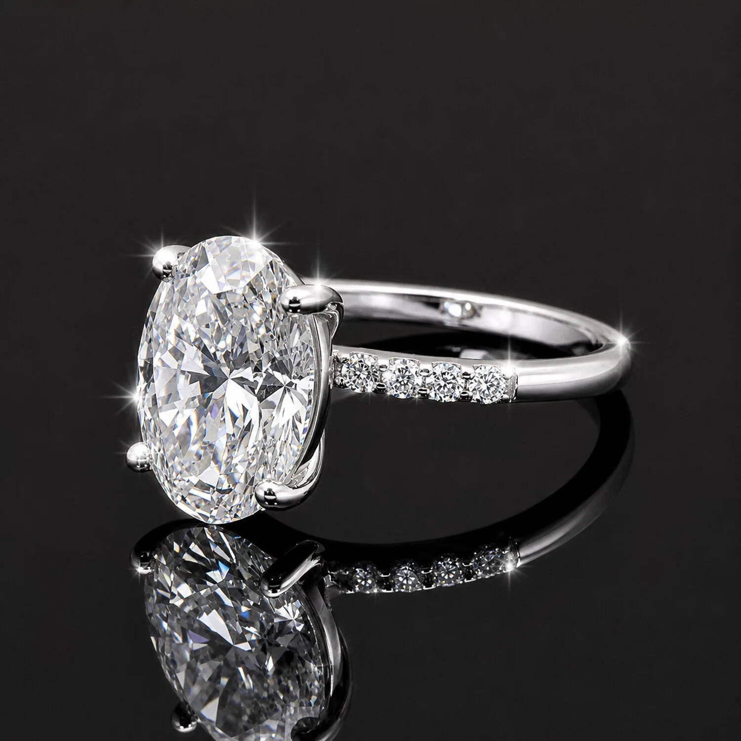 IGI Certified Lab Grown Diamond Oval Solitaire Ring, 5.08ct, VVS/E — 14K/18K Solid Gold