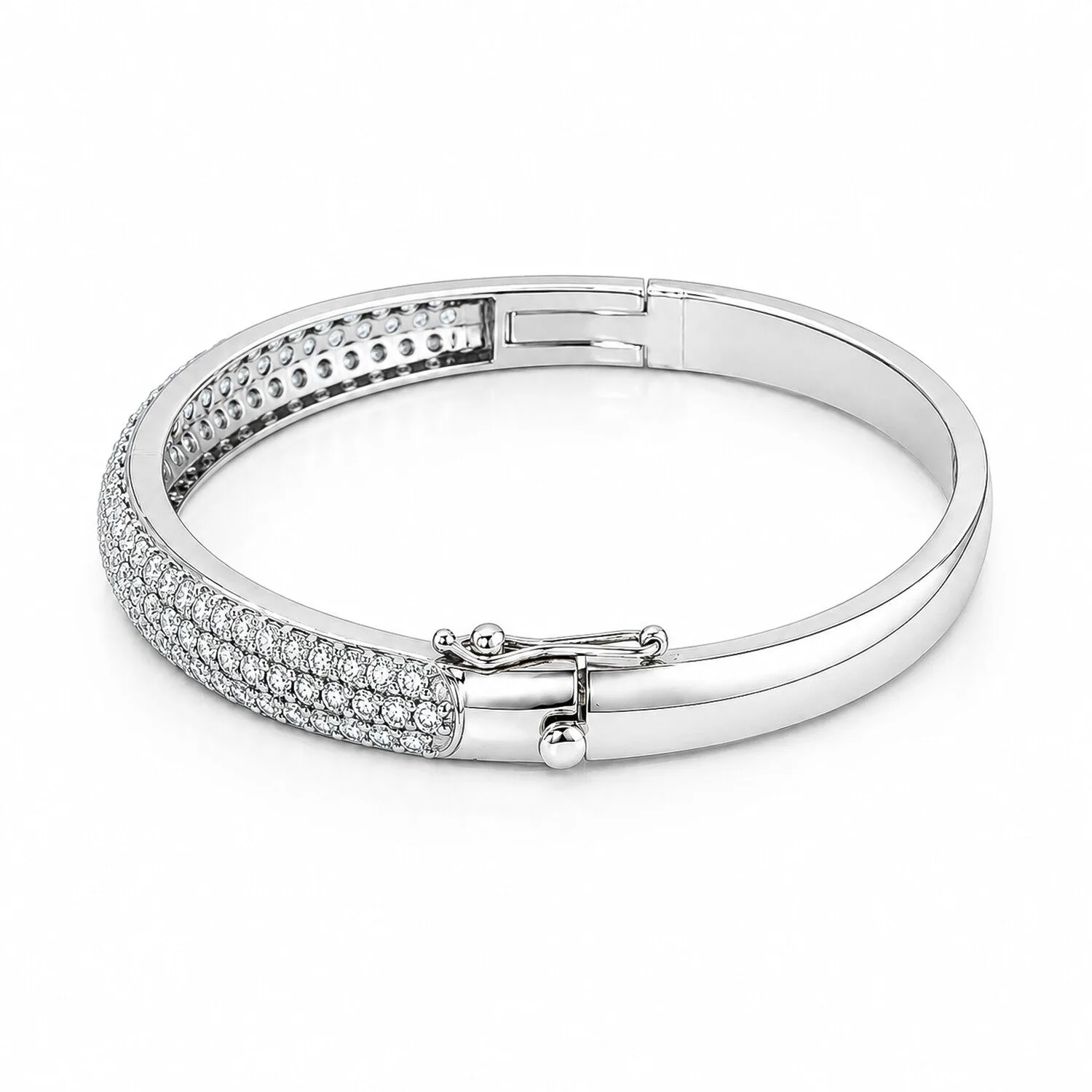 IGI Certified Lab Grown Diamond Half-Set Gold Bangle — 18K Solid Gold, 3.26 Ct tw, VVS/E