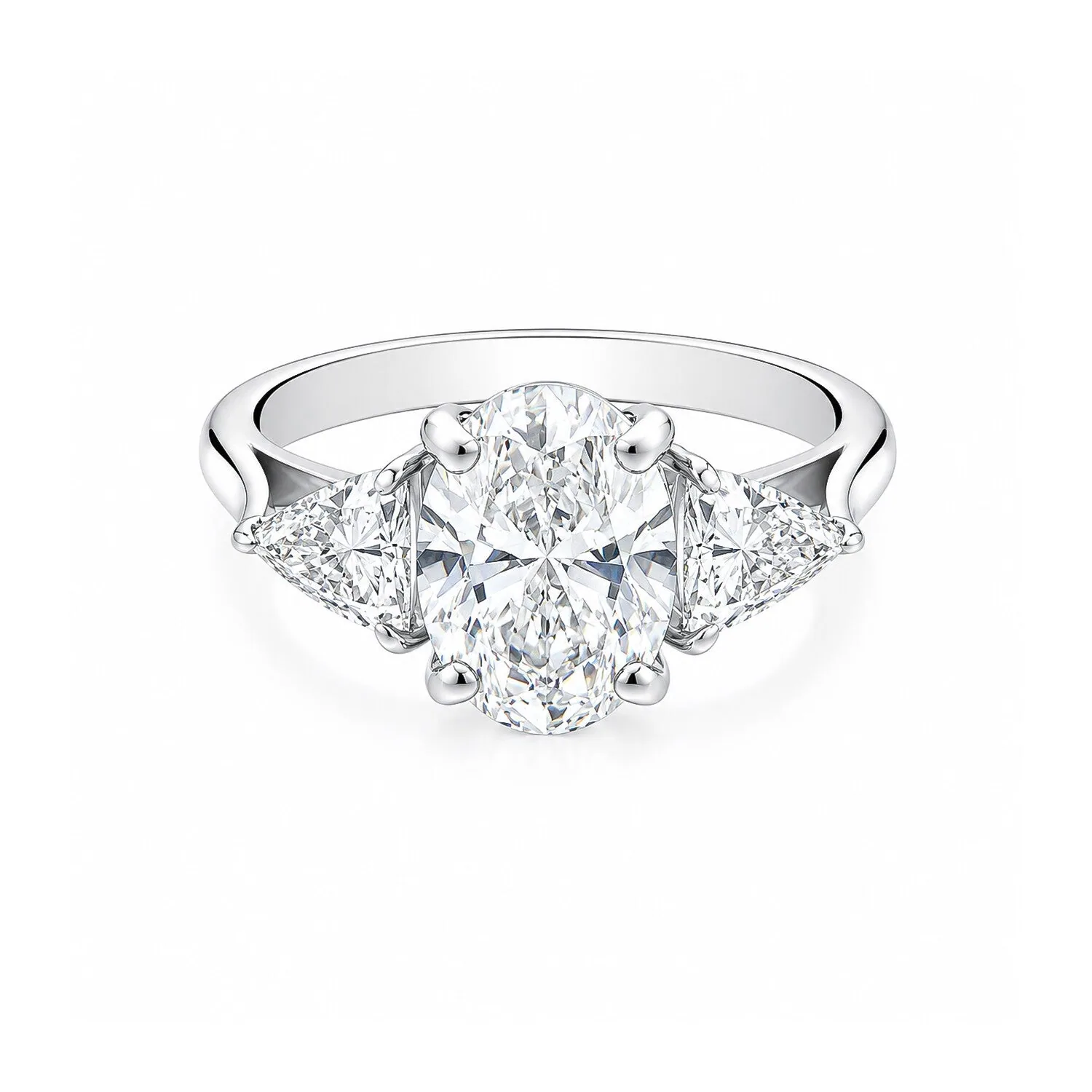 IGI Certified Lab Grown Diamond Oval-Cut Three-Stone Solitaire Ring, 2.1 Ct, VVS/E — 18K Solid Gold