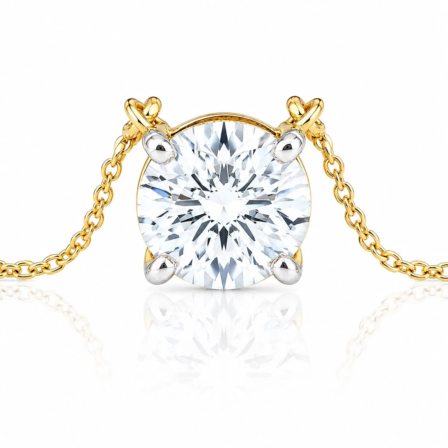 IGI Certified Lab Grown Diamond Round Solitaire Pendant Necklace, 1.5ct, VVS/E — 14K/18K Solid Gold