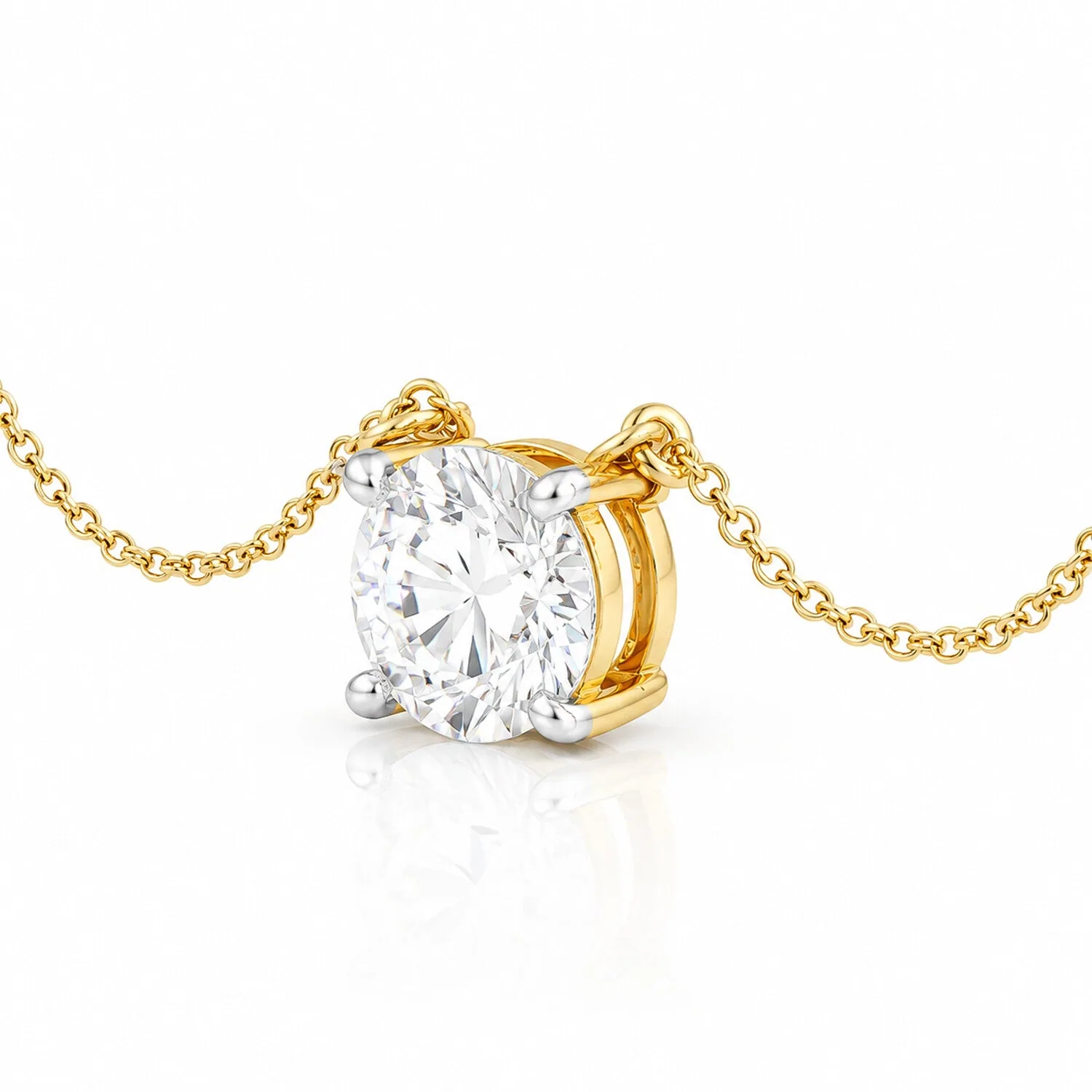 IGI Certified Lab Grown Diamond Round Solitaire Pendant Necklace, 1.5ct, VVS/E — 14K/18K Solid Gold - view 2