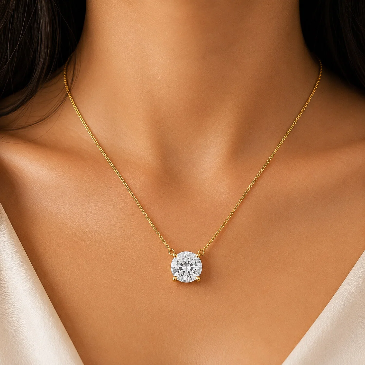 IGI Certified Lab Grown Diamond Round Solitaire Pendant Necklace, 1.5ct, VVS/E — 14K/18K Solid Gold - view 6